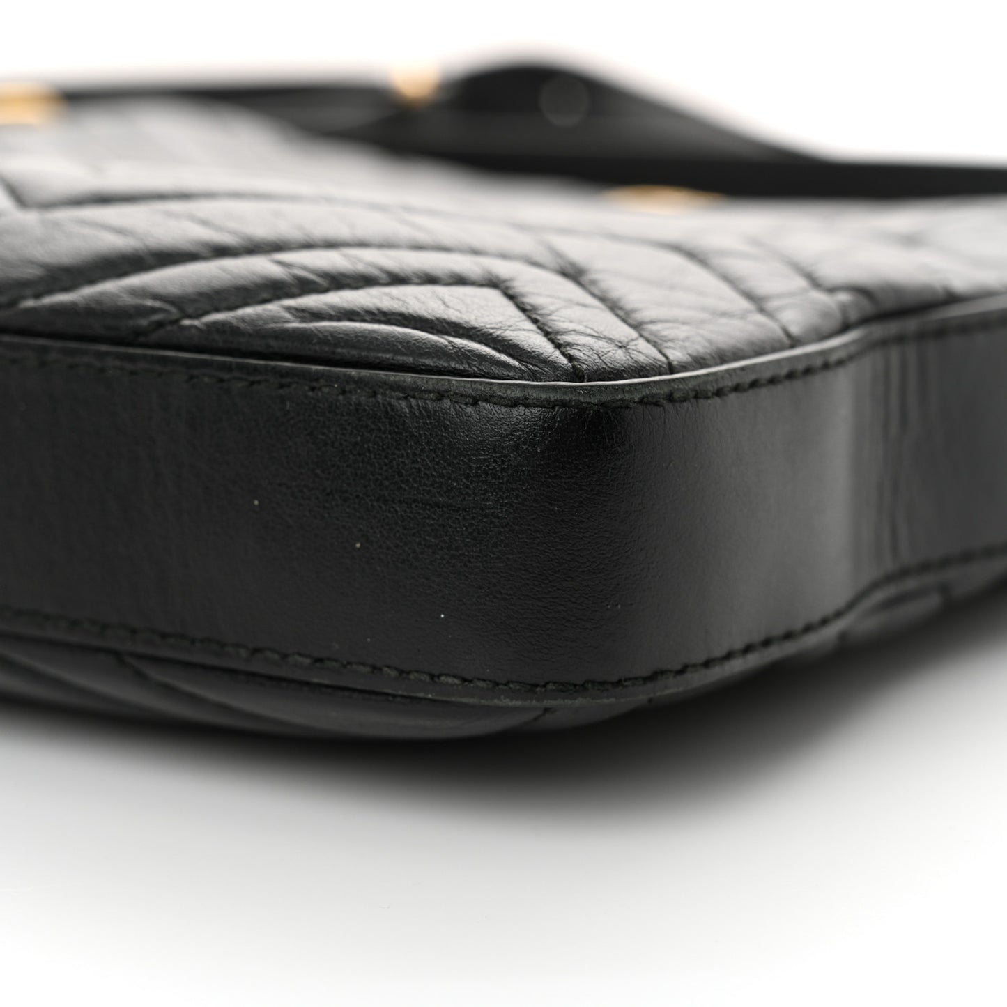 Calfskin Matelasse GG Marmont Flat Messenger Bag Black