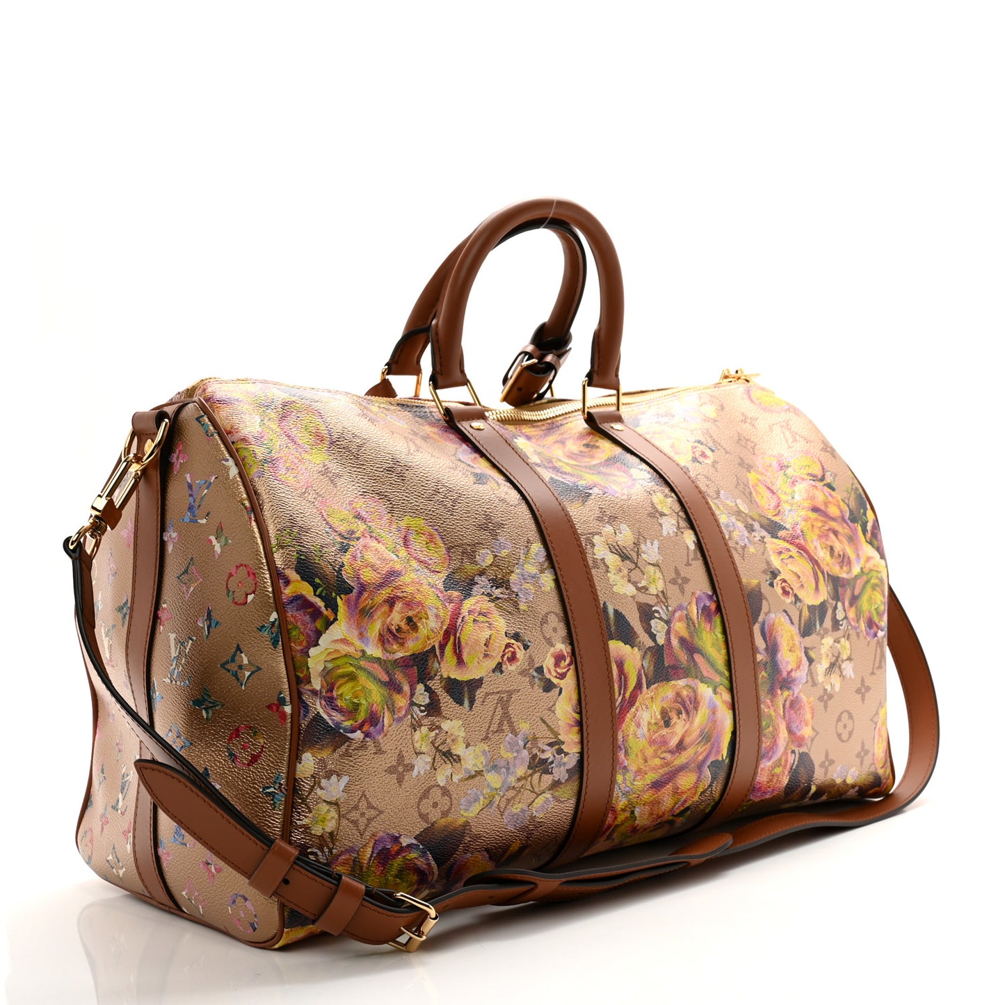 Metallic Monogram LV Garden Keepall Bandouliere 45 Gold