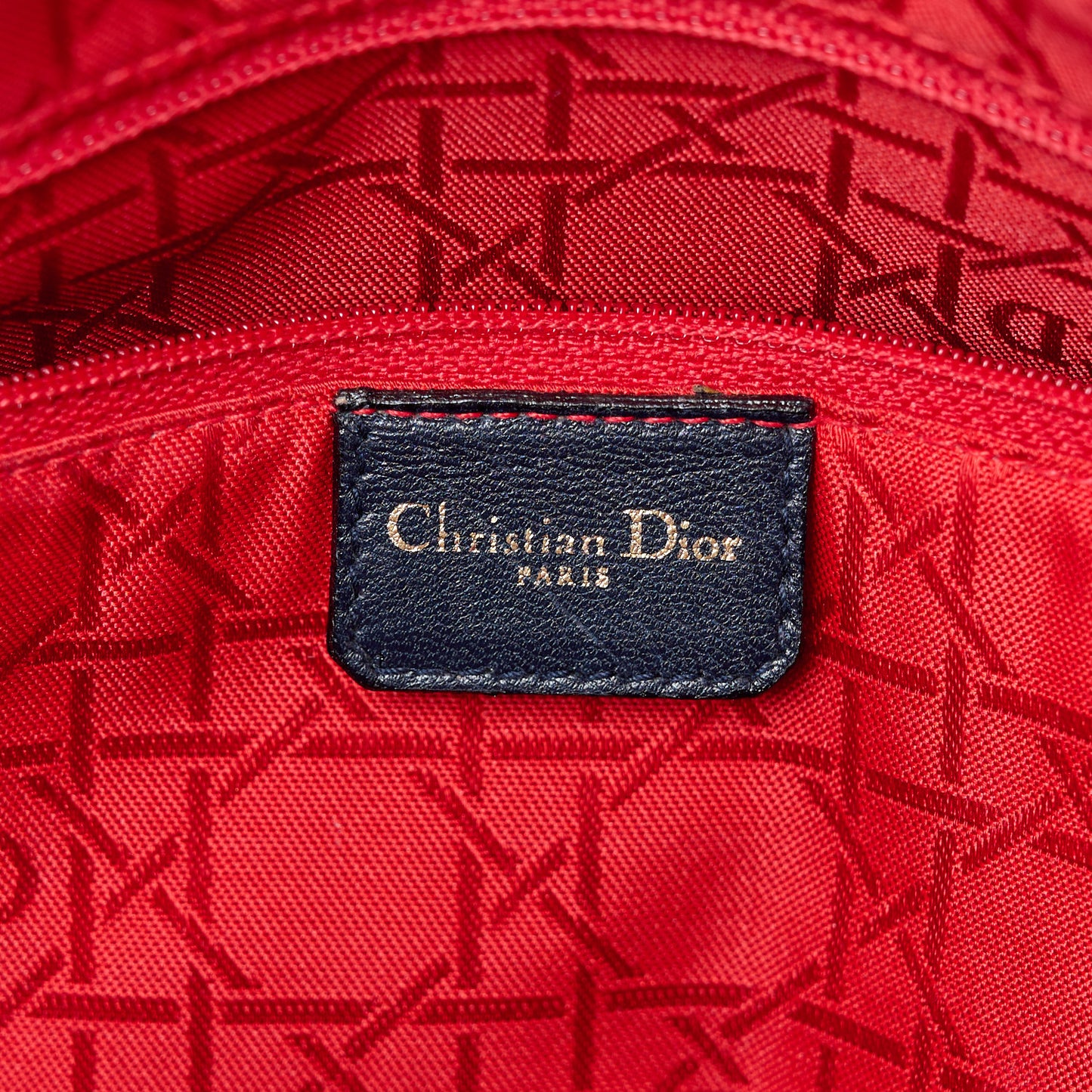 Lambskin Cannage Large Lady Dior Navy Blue