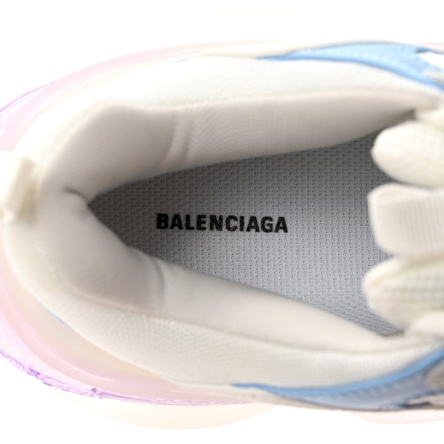 Fabric Mesh Clear Sole Womens Triple S Sneakers 40 Light Blue Grey Lilac White