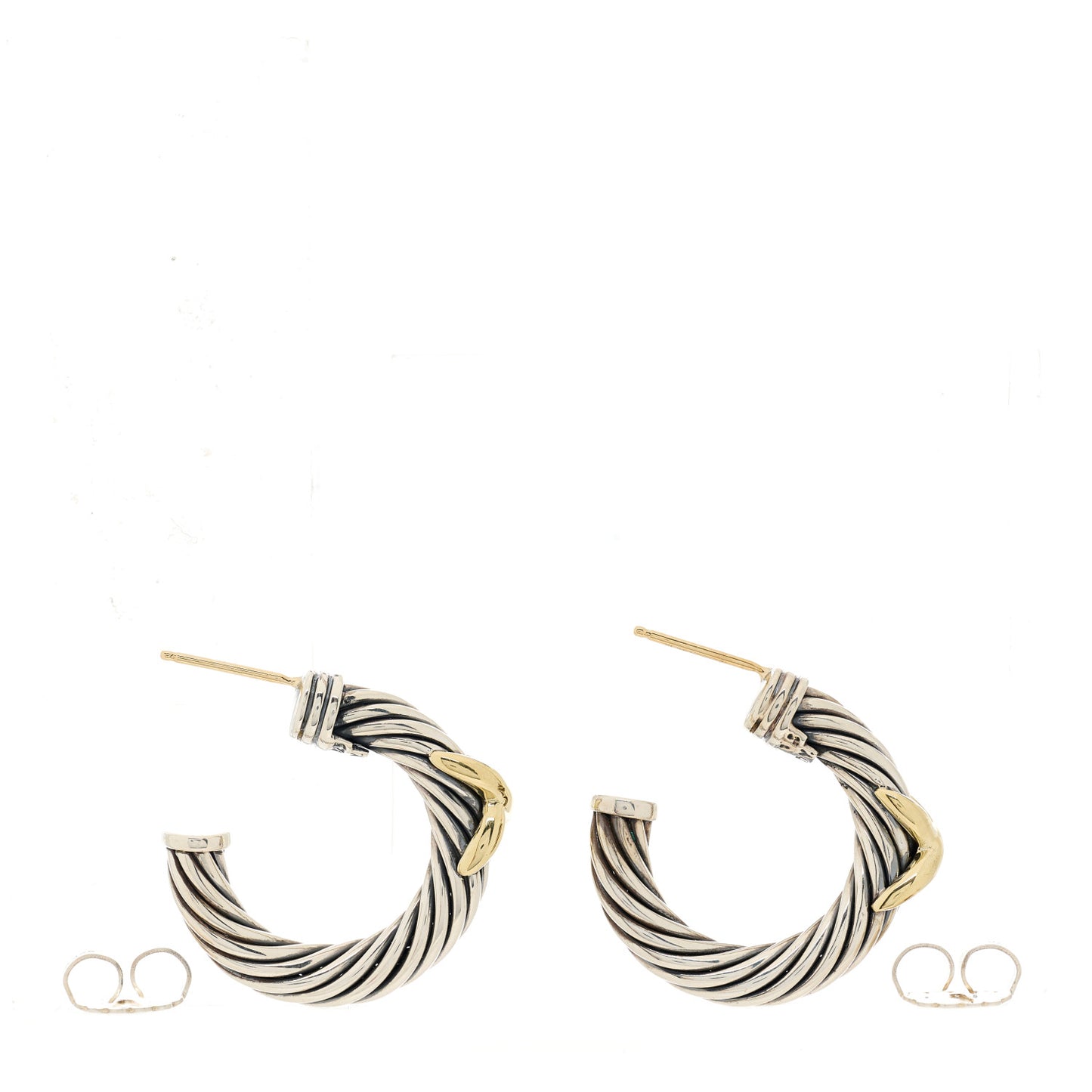 Sterling Silver 14K Yellow Gold Cable Classics X Hoop Earrings