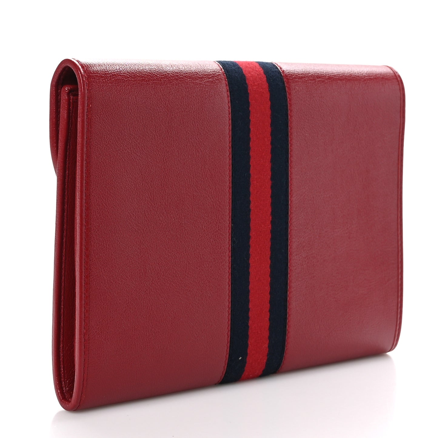 Calfskin Web Rajah Clutch Romantic Cherry