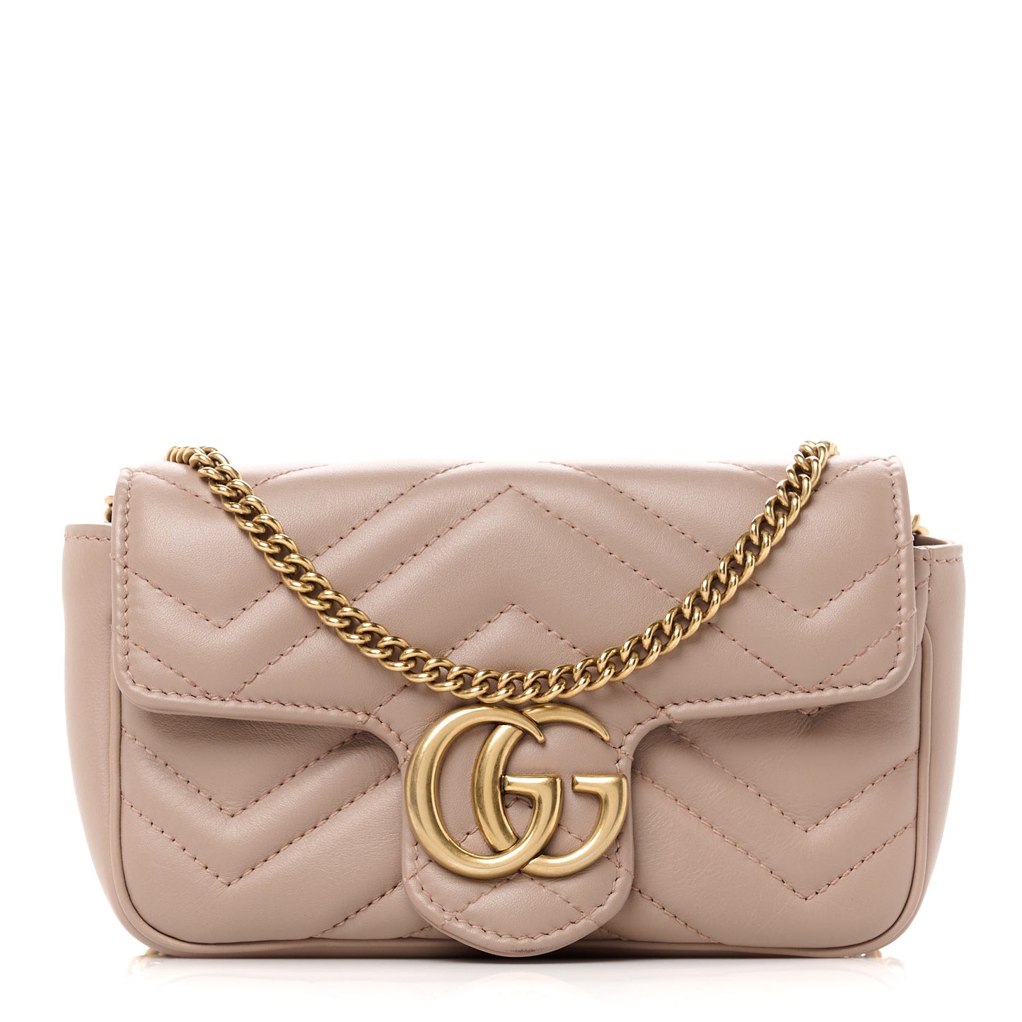 Calfskin Matelasse Super Mini GG Marmont Shoulder Bag Porcelain Rose