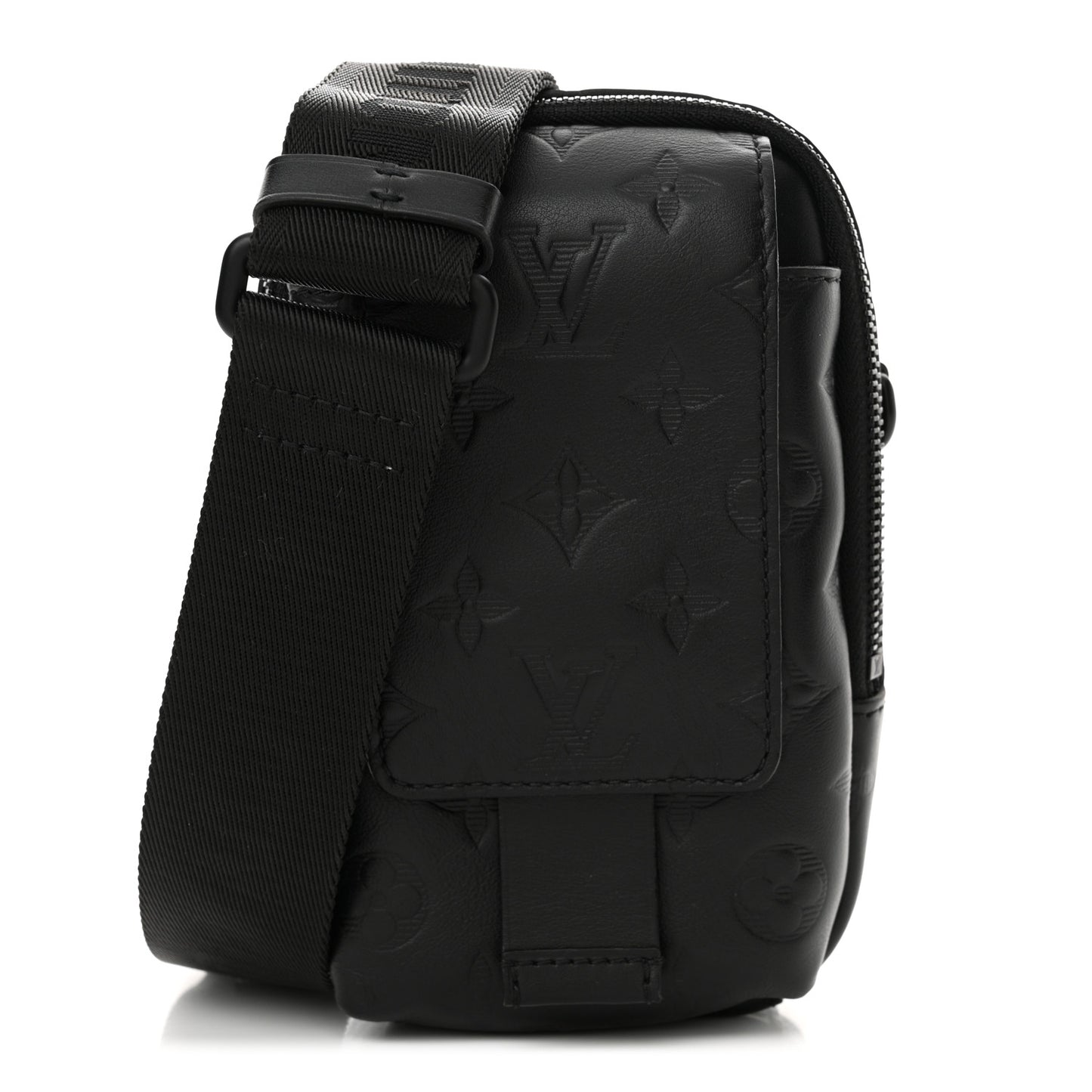 Calfskin Monogram Shadow Double Phone Pouch NM Black