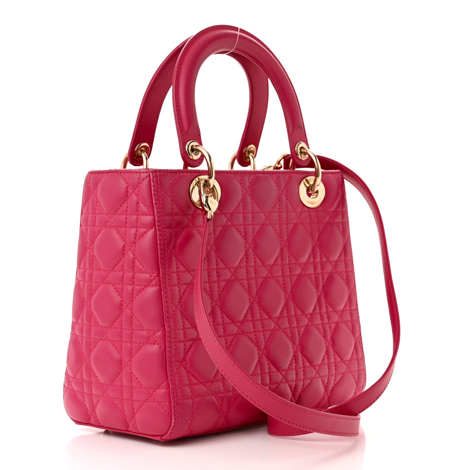 Christian Dior Lambskin Cannage Medium Lady Dior Pink 3 of 15