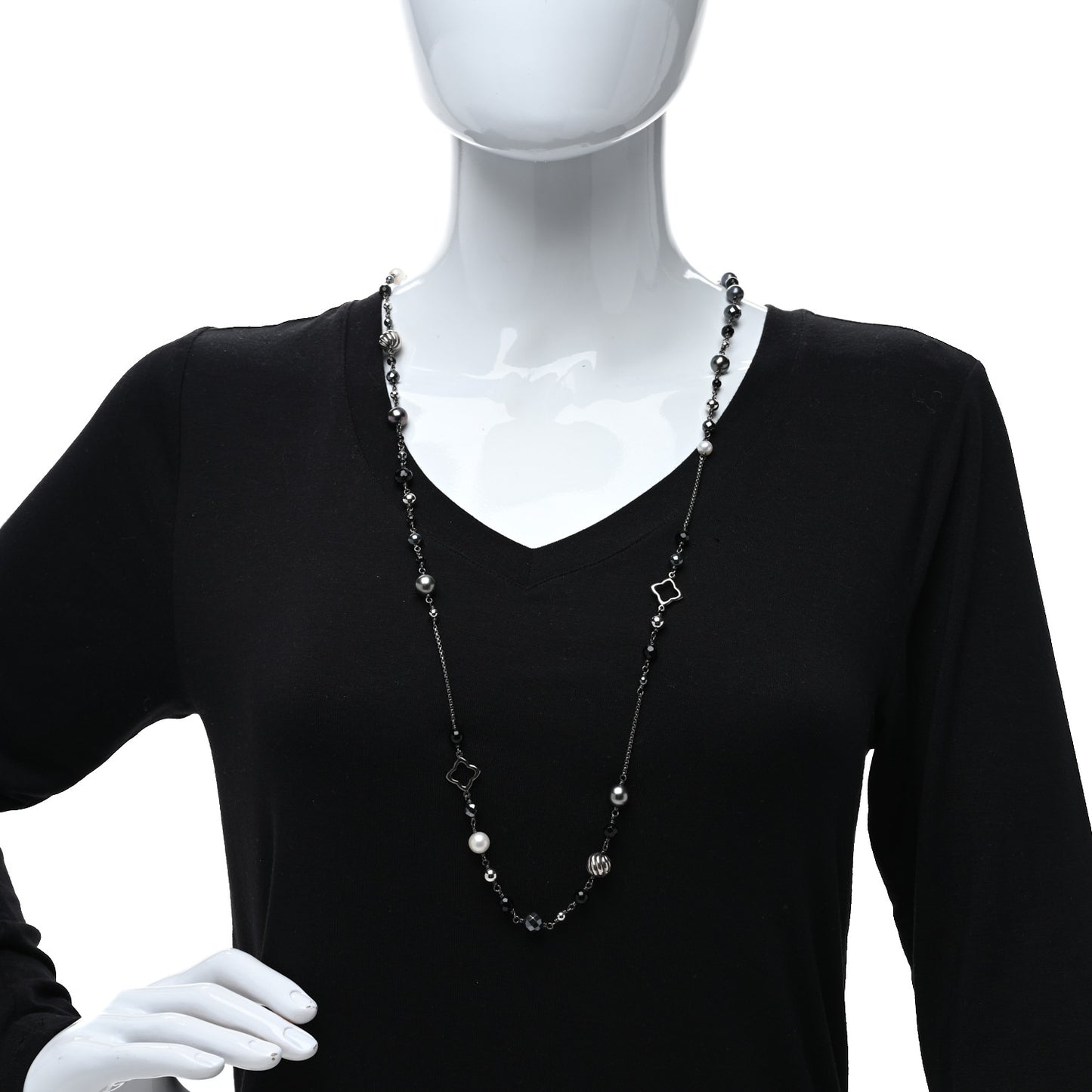 Sterling Silver Black Onyx Hematite Elements Chain Necklace
