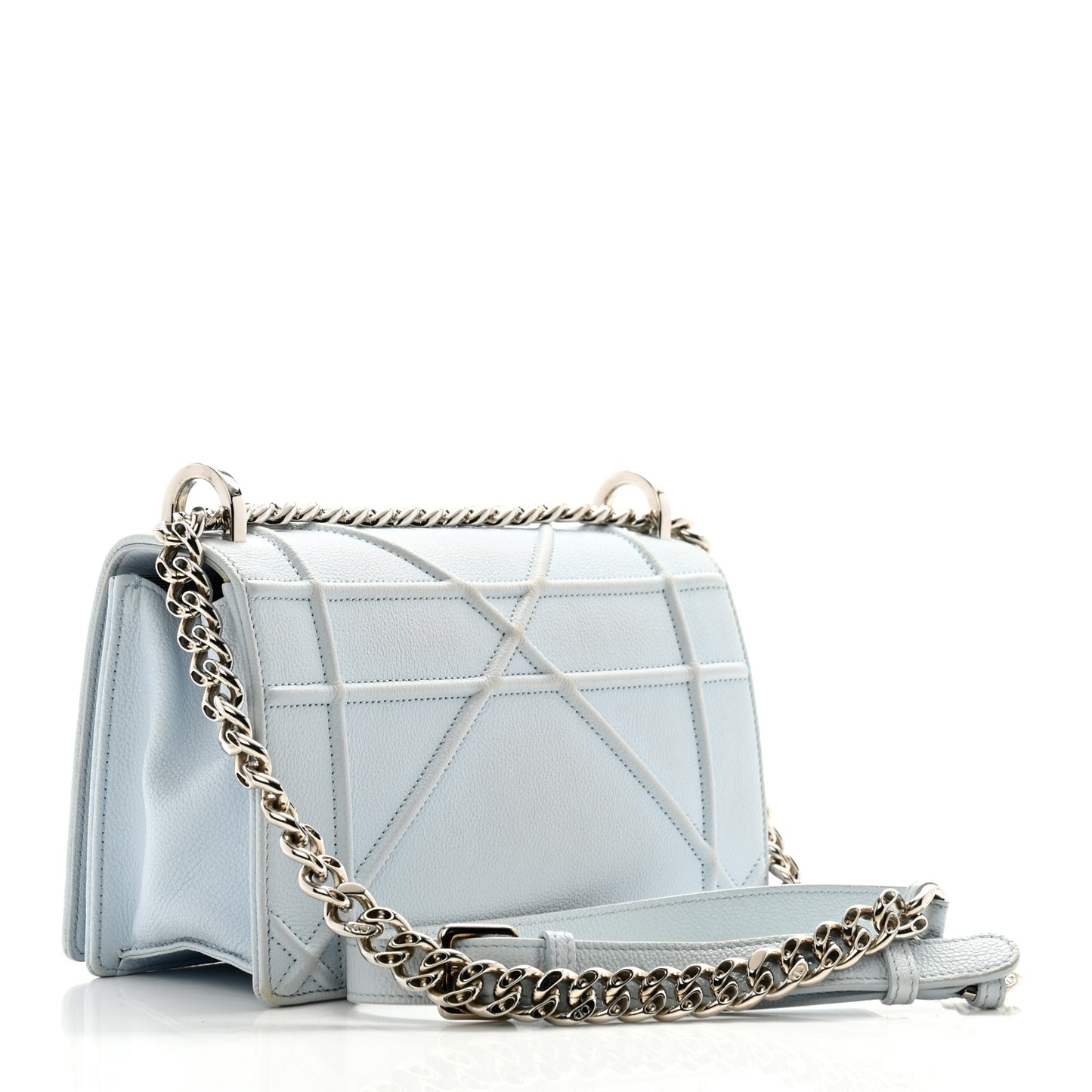 Grained Calfskin Medium Diorama Flap Bag Light blue