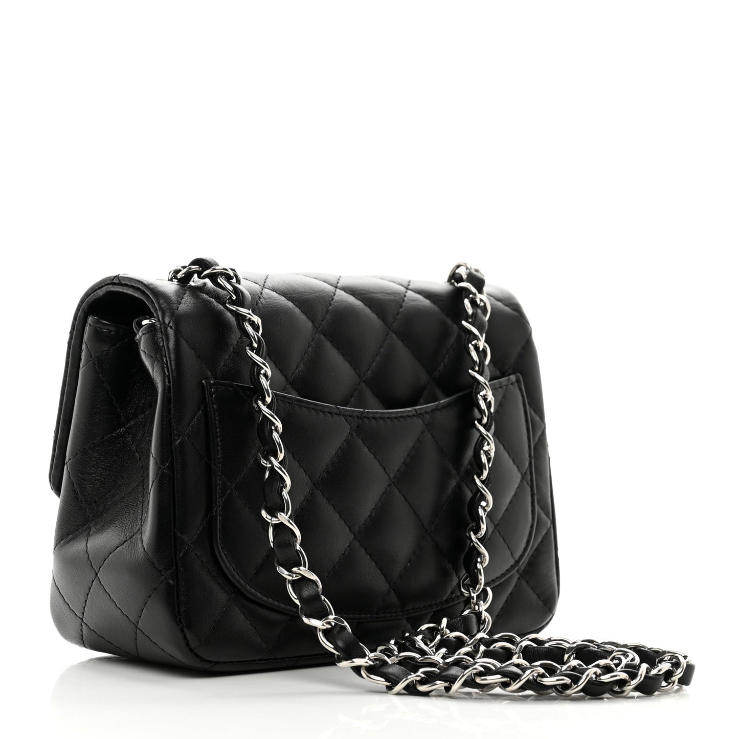 Lambskin Quilted Mini Square Flap Black