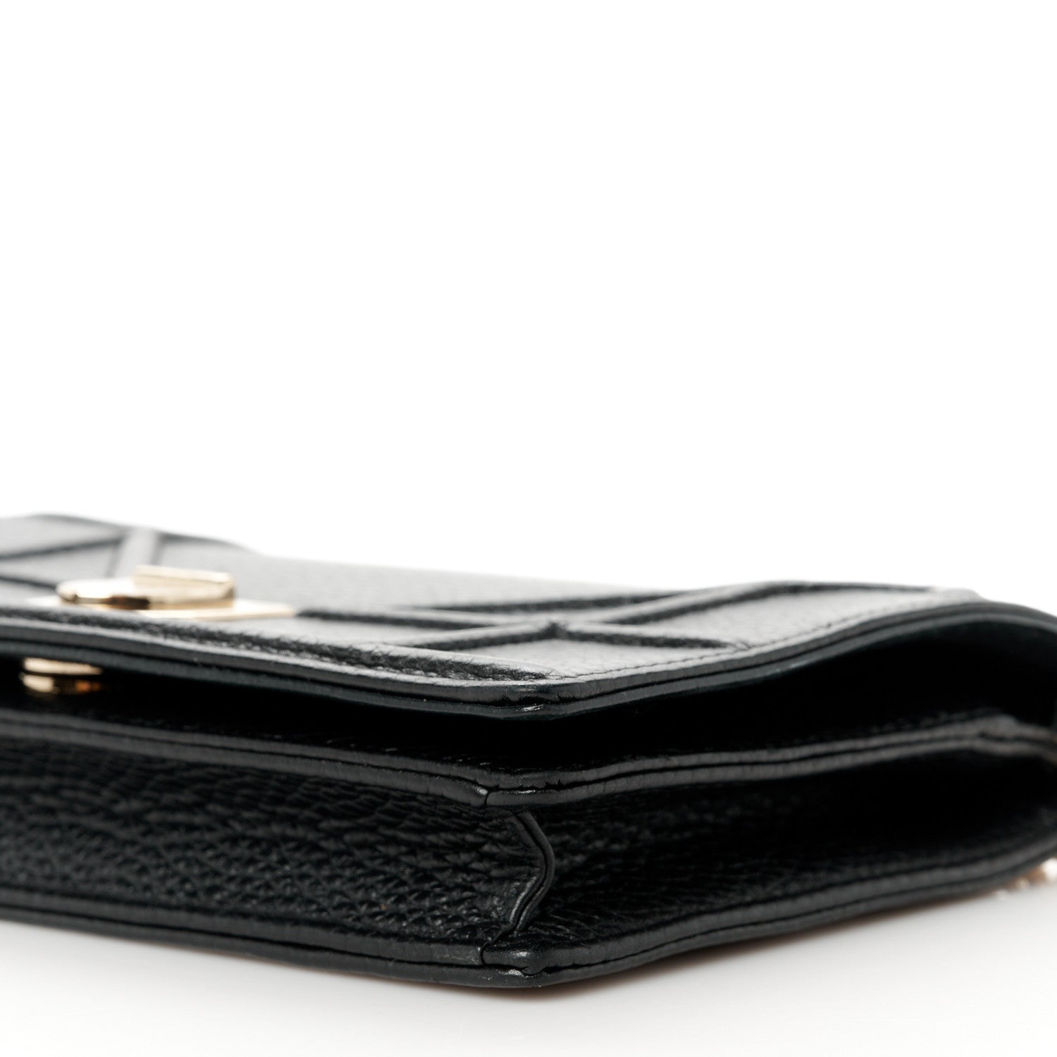 Christian Dior Grained Calfskin Diorama Wallet on Chain Pouch Black 10 of 10