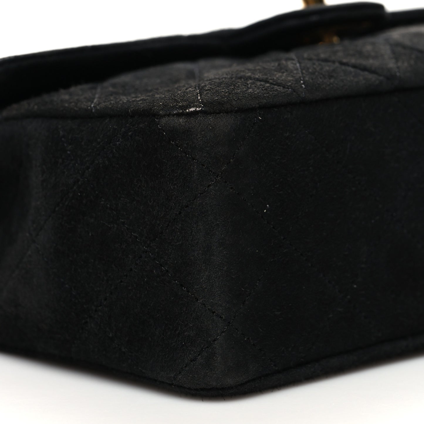 Suede Quilted Mini Square Flap Black