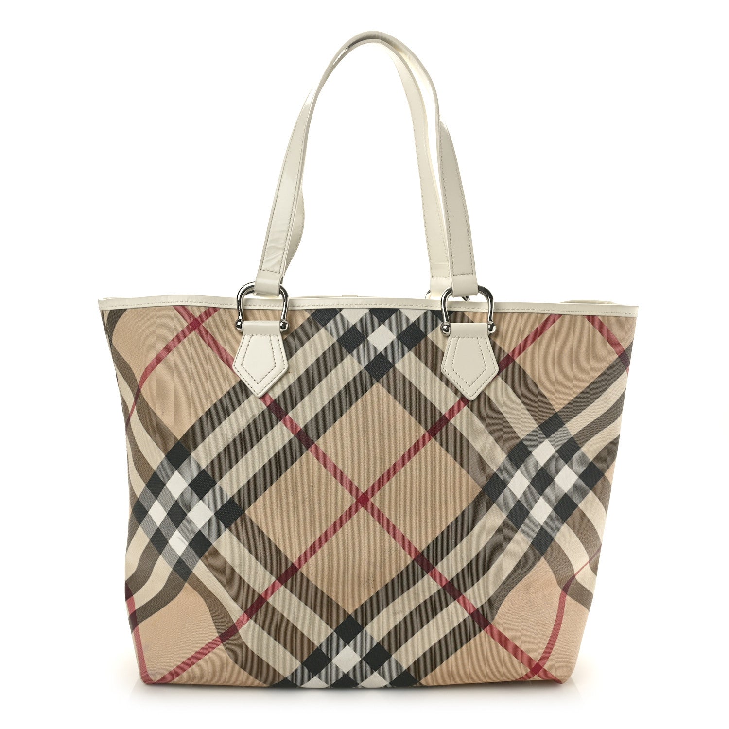 Burberry Nova Check Large Nickie Tote White 1597060 – FASHIONPHILE