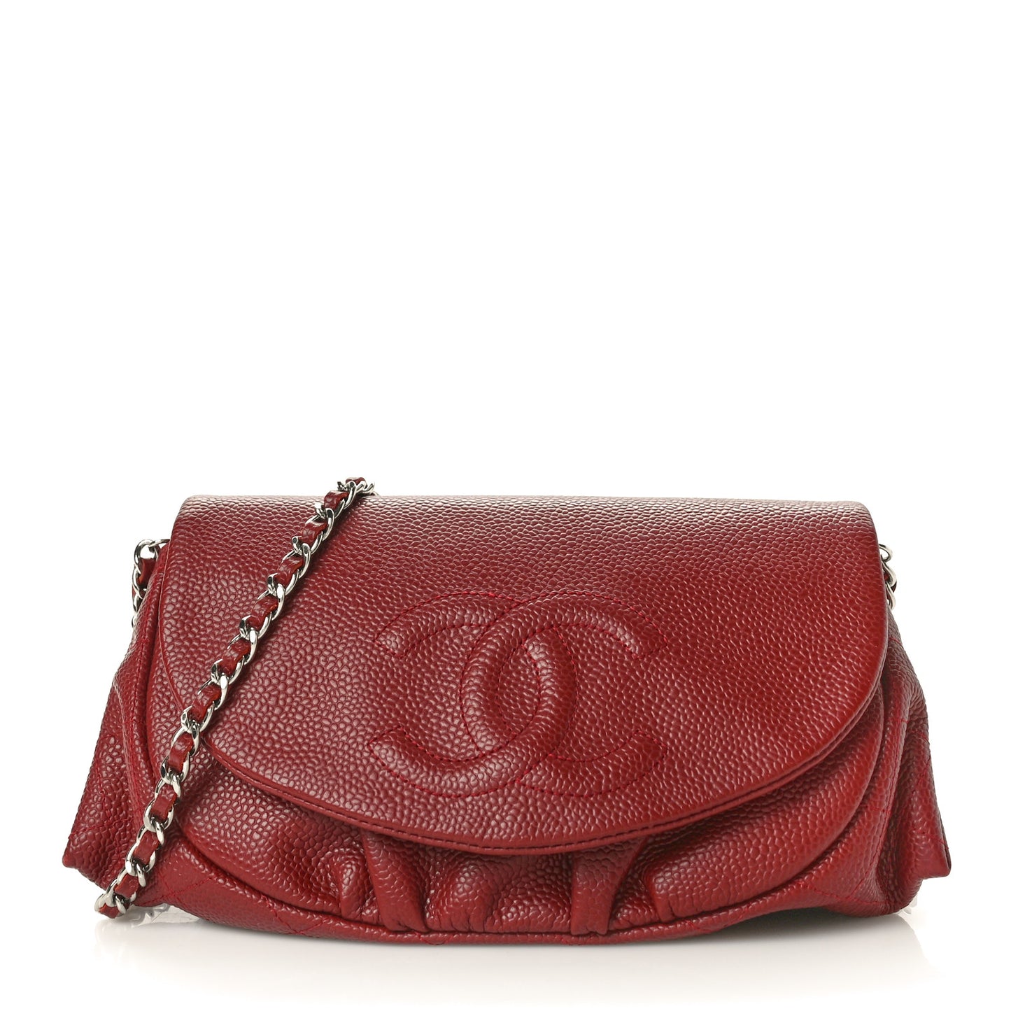 Caviar Half Moon Wallet On Chain WOC Dark Red