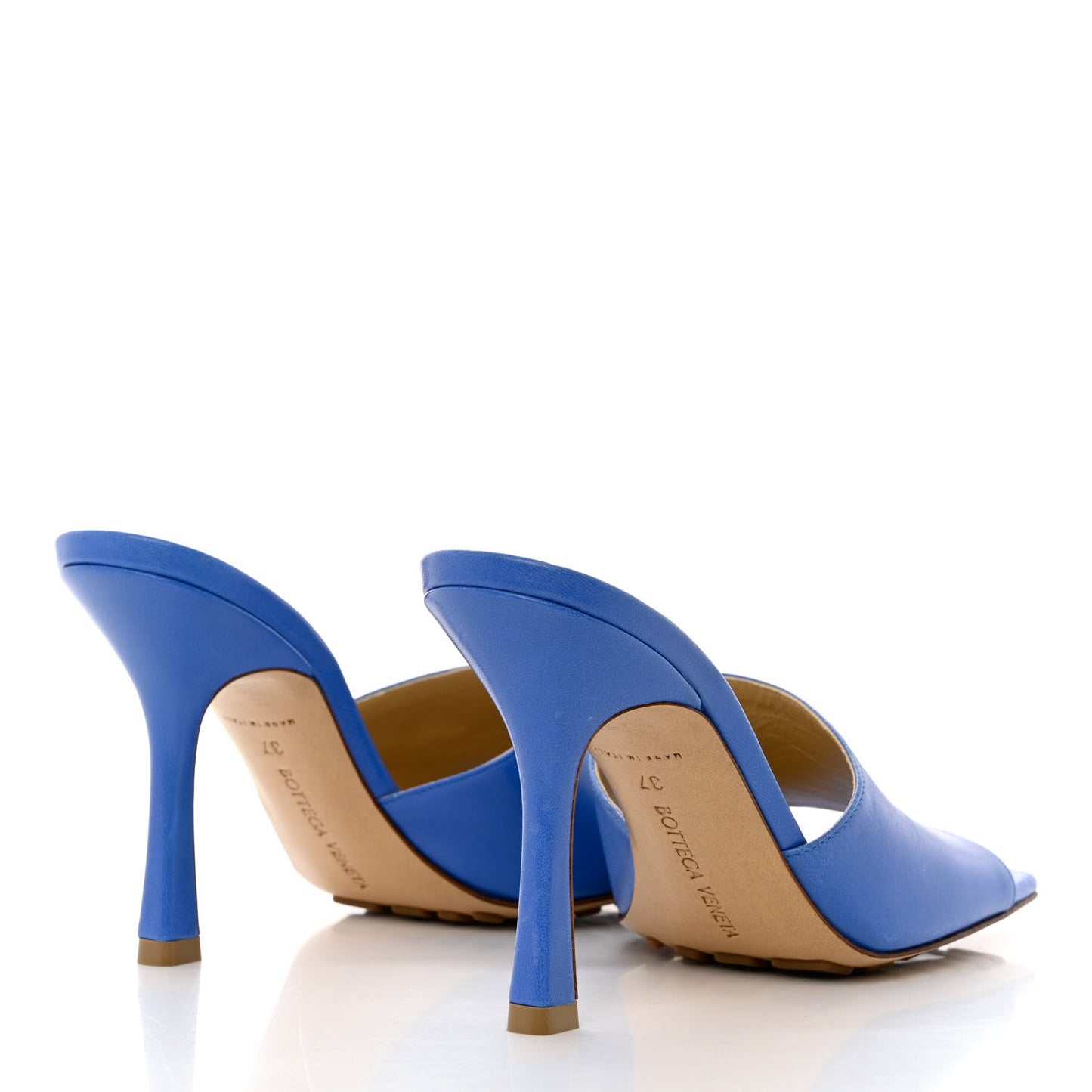 Lambskin Stretch Mule Sandals 37 Aquarium