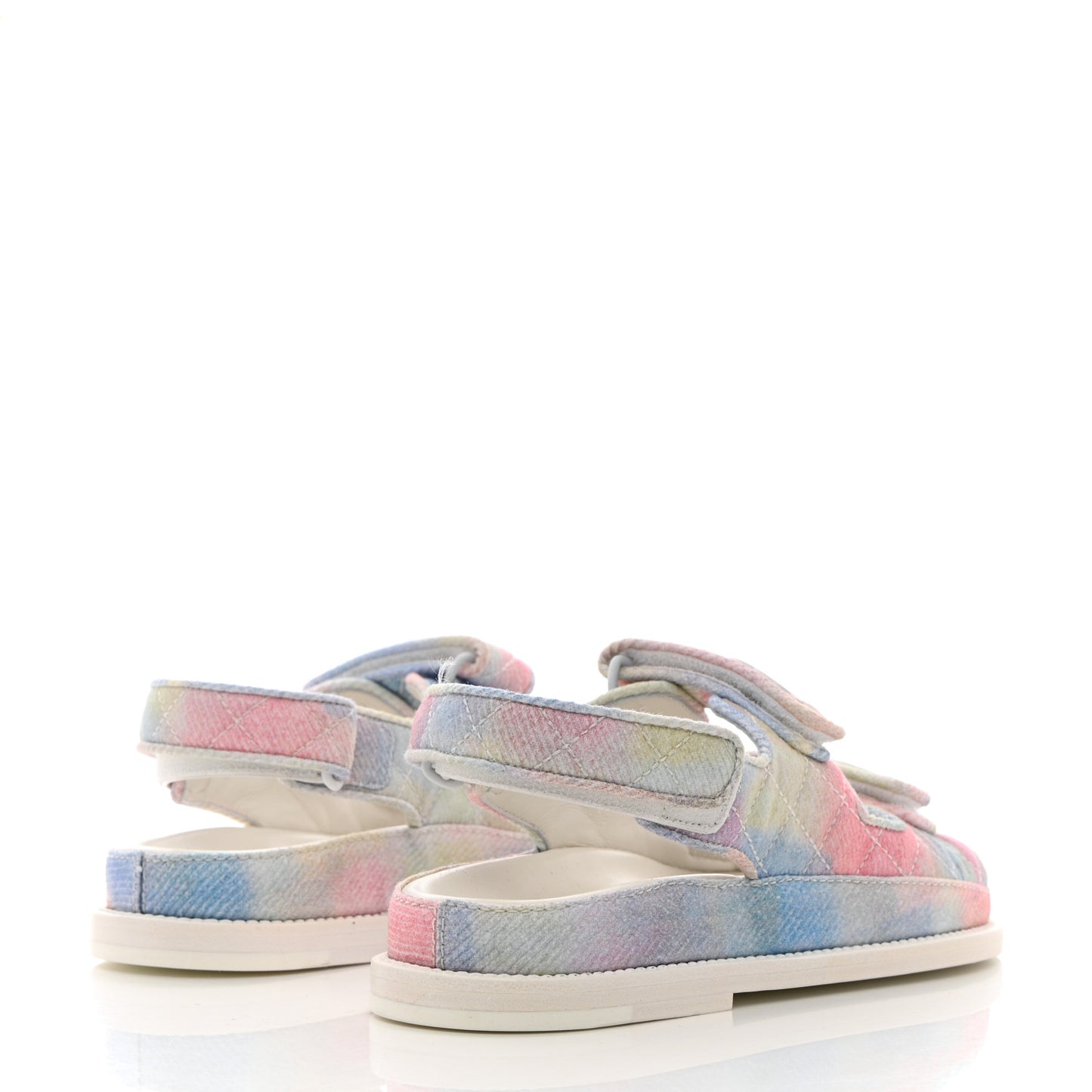 Printed Fabric Quilted Dad Sandals 35 Green Pink Blue