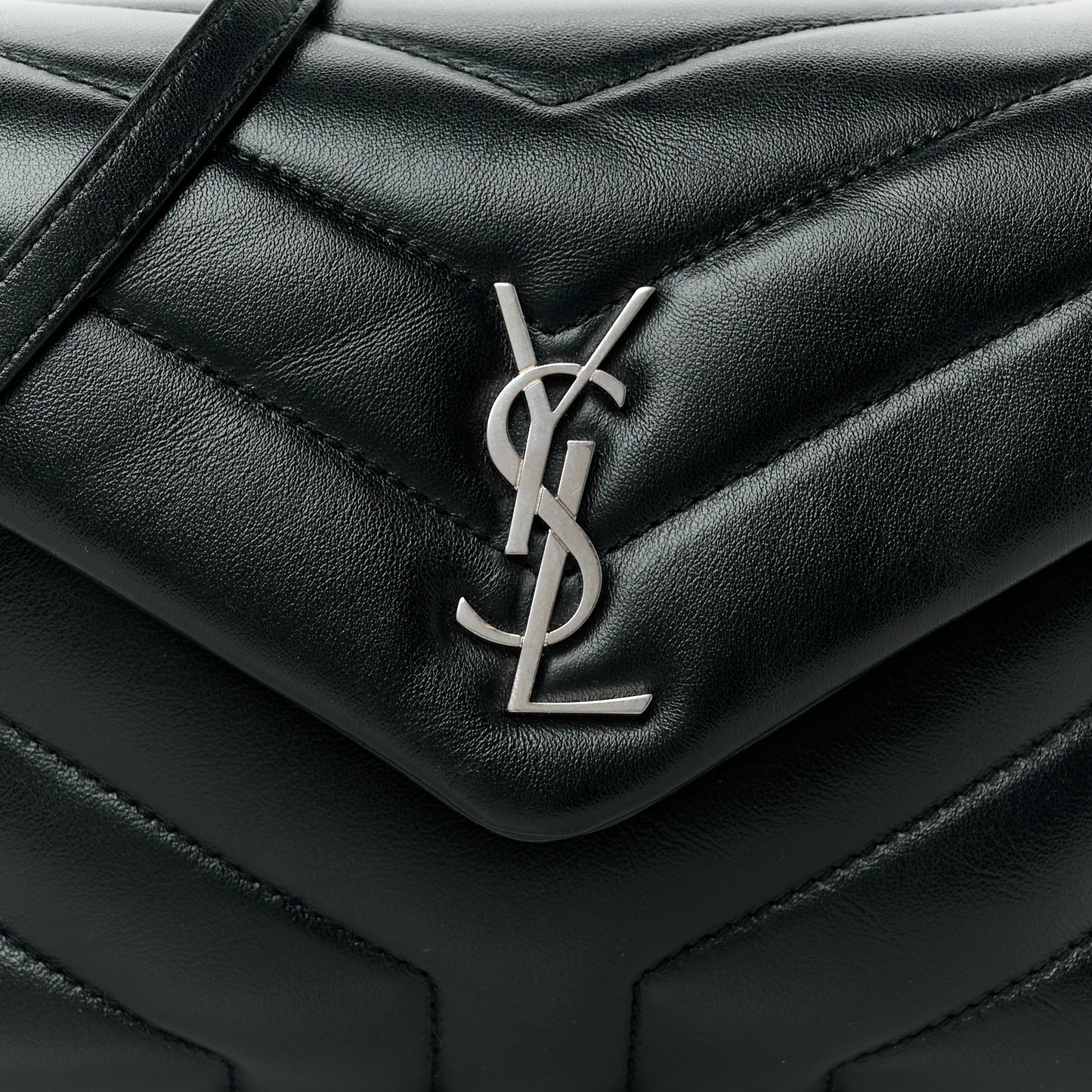 Calfskin Y Quilted Monogram Toy Loulou Crossbody Bag Black
