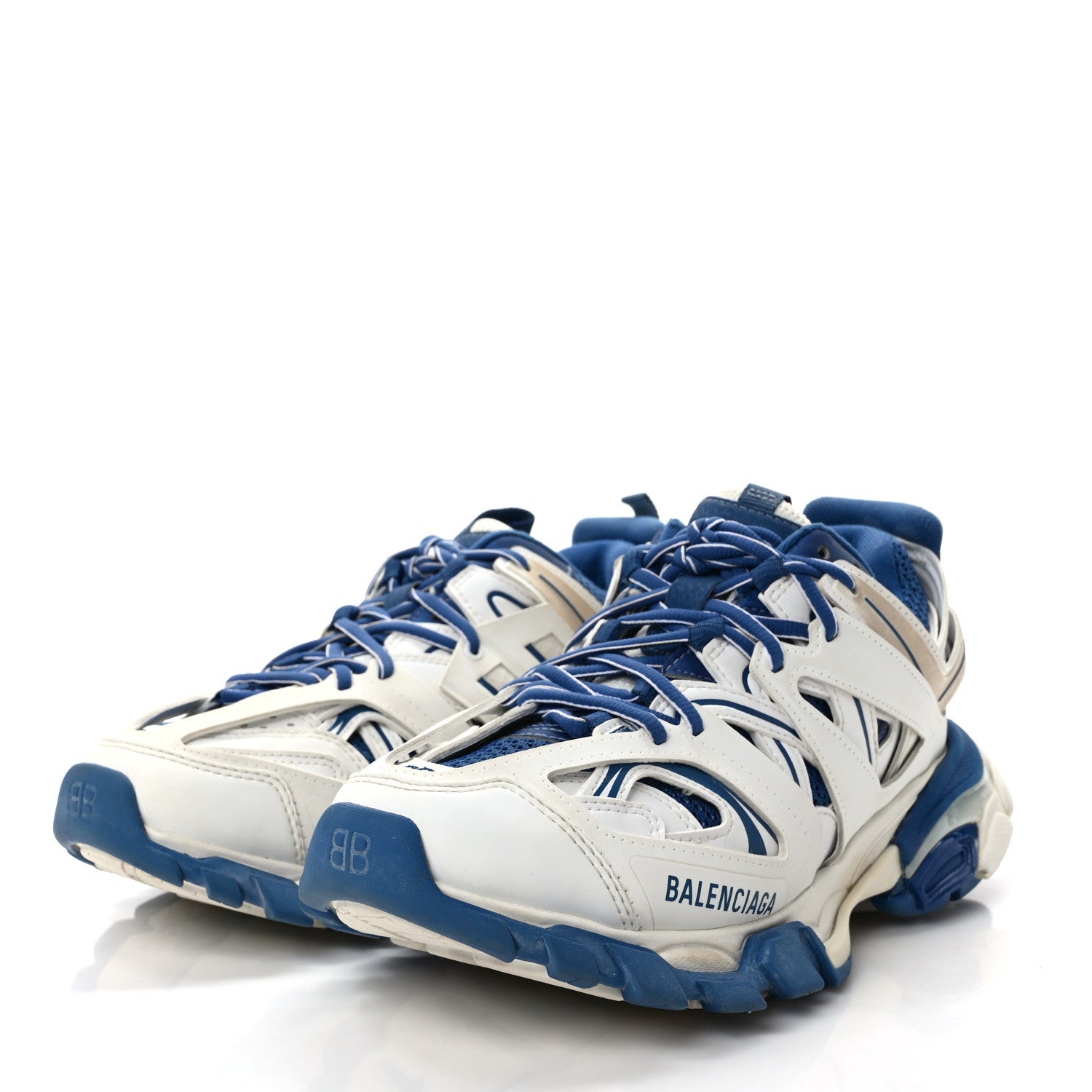 Balenciaga Mesh Nylon Mens Track Sneakers 39 White Blue 3 of 9