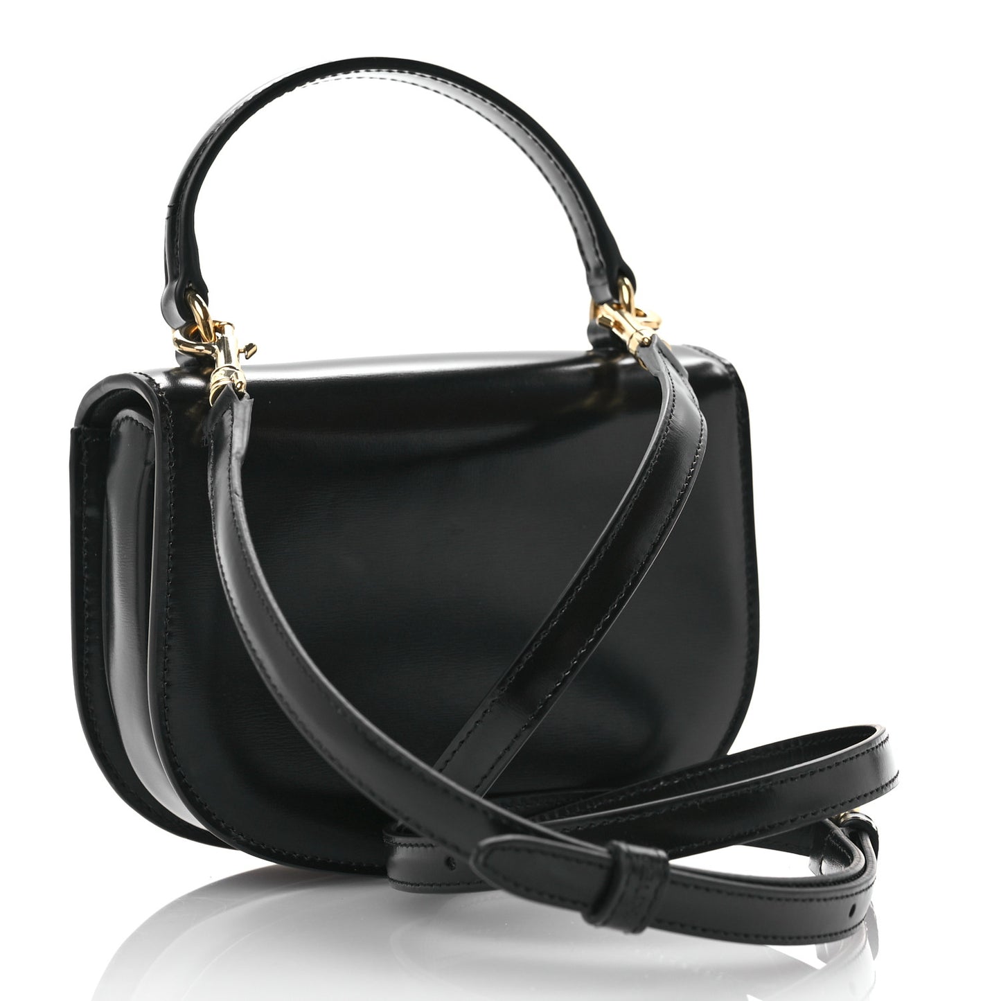 Shiny Calfskin Triomphe Mini Besace Clea Black