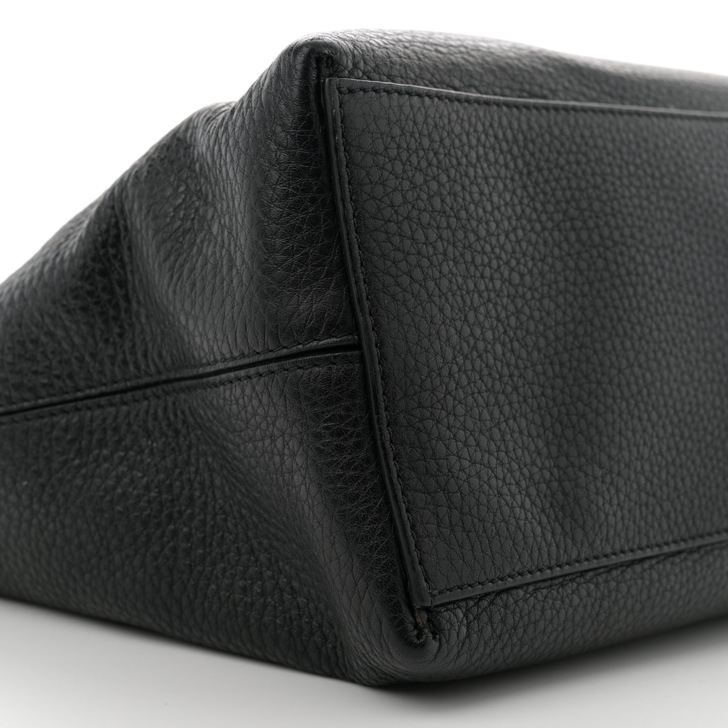 Grained Calfskin Rockstud Shoulder Tote Black