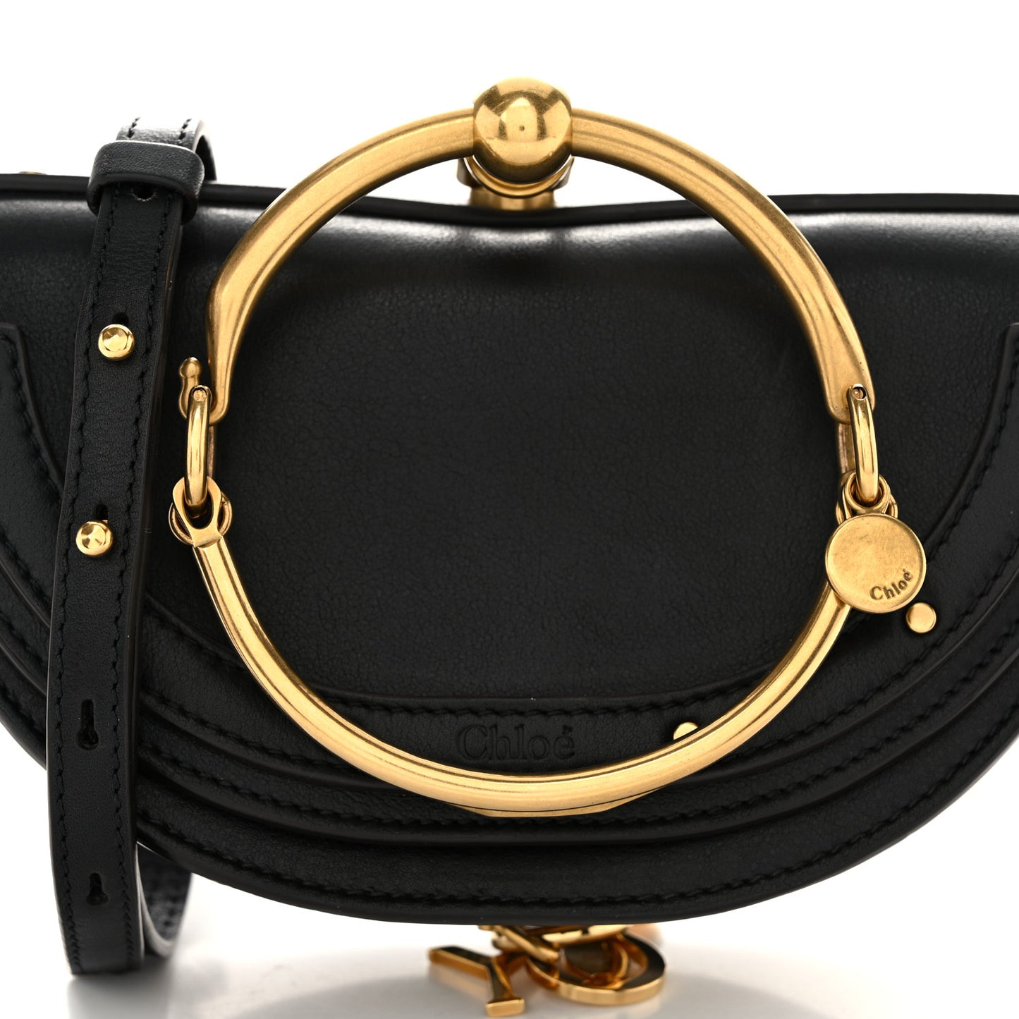 Calfskin Small Nile Bracelet Minaudiere Bag Black
