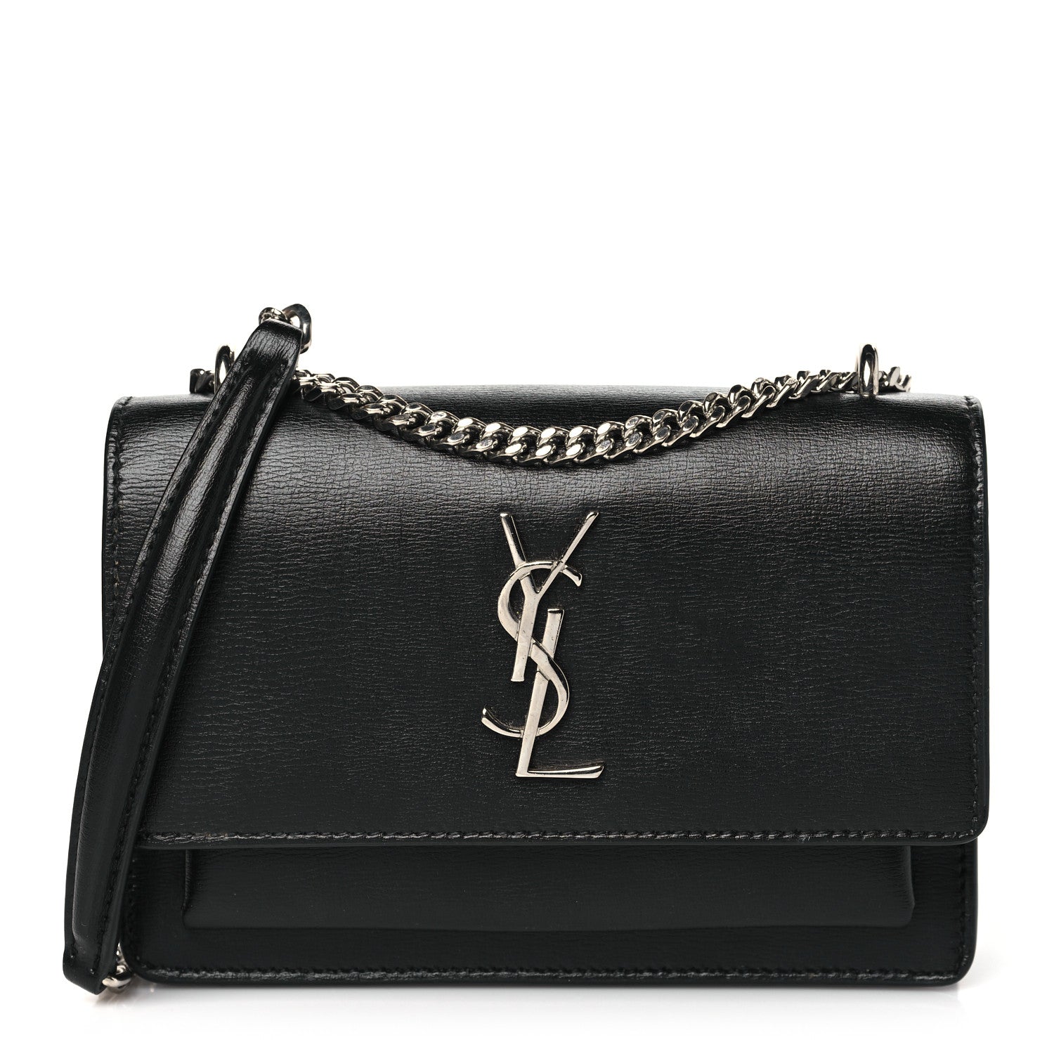 Saint Laurent Calfskin Monogram Sunset Chain Wallet Black 1 of 9