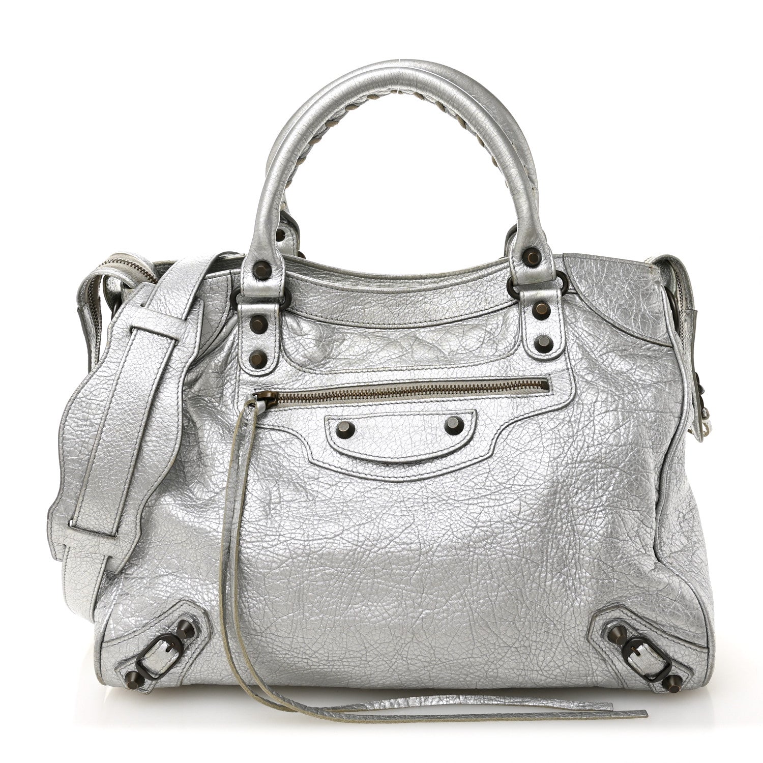 Balenciaga Metallic Agneau Classic Hardware Velo Gris Aluminum
