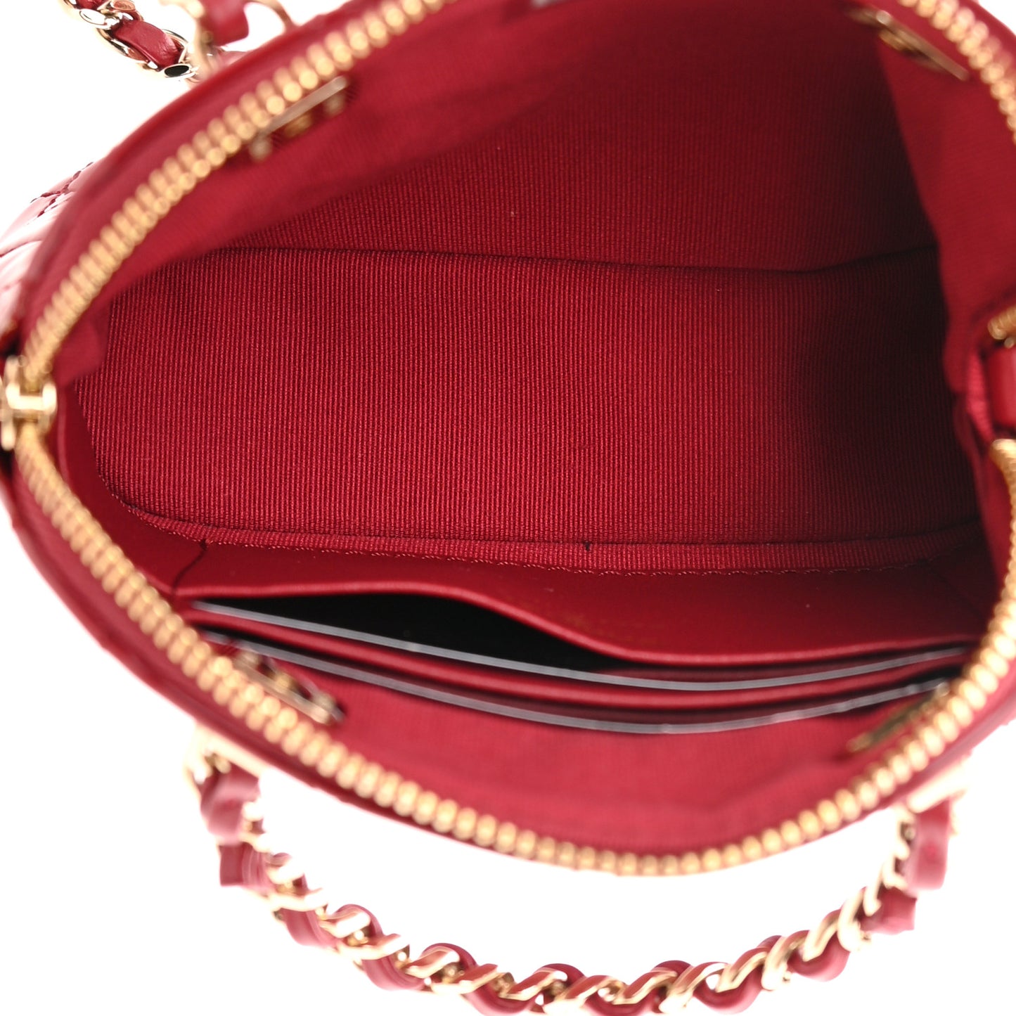 Patent Calfskin Quilted Shiny Coco Clutch With Chain Red