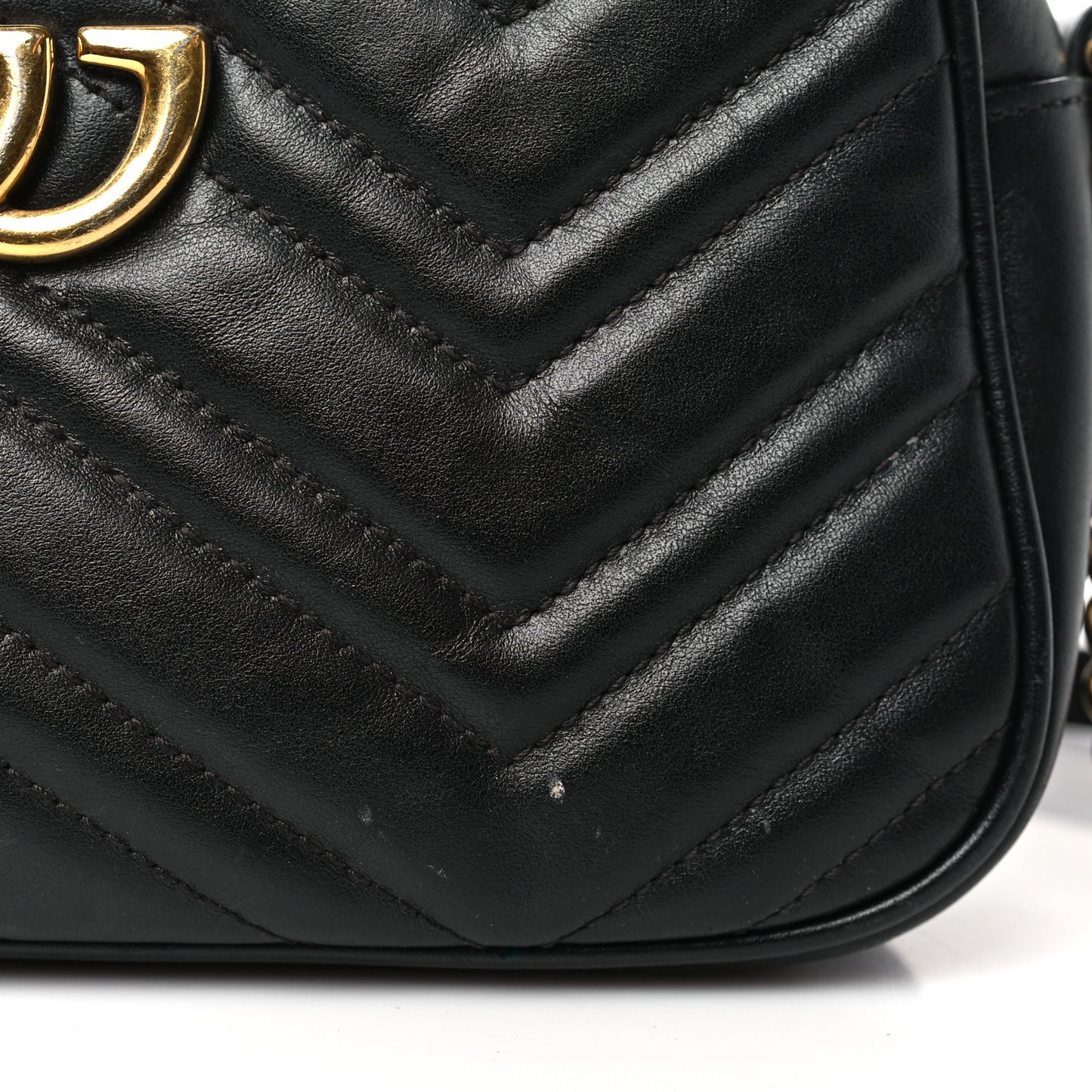 Calfskin Matelasse Small GG Marmont Chain Shoulder Bag Black