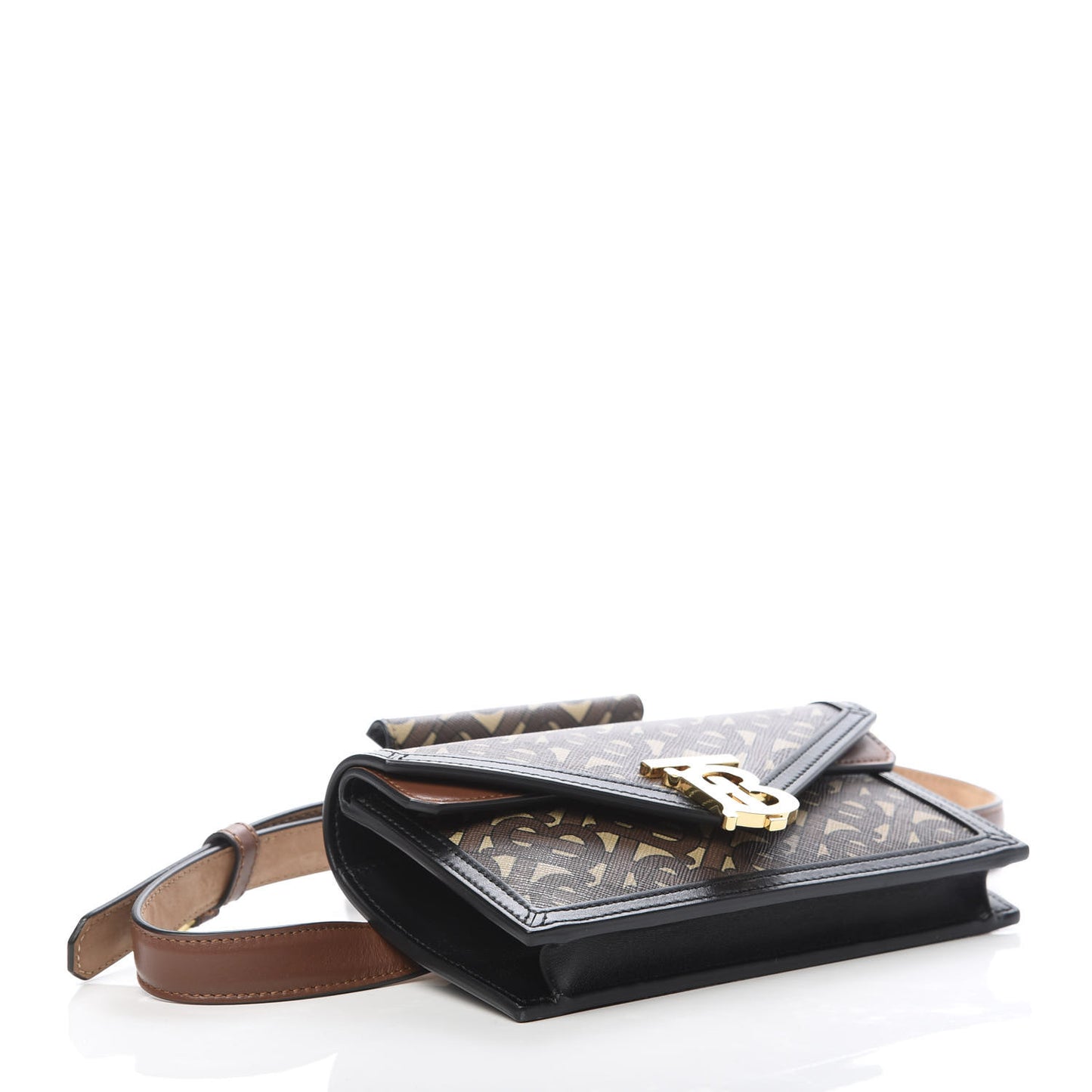 E-Canvas Monogram TB Envelope Belt Bag Bridle Brown