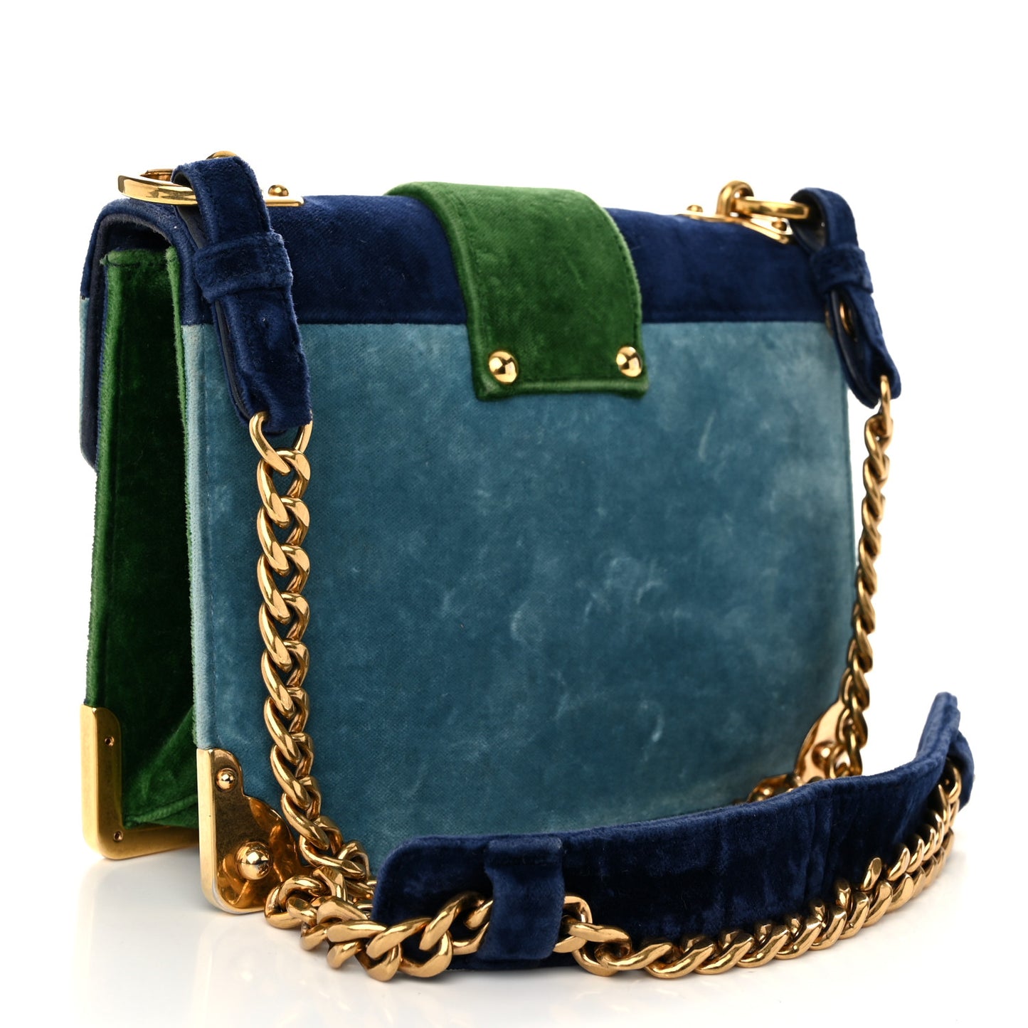 Velluto Lions Head Cahier Shoulder Bag Azzurro