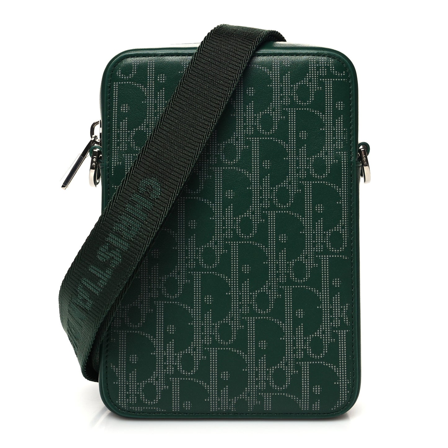 Calfskin Oblique Galaxy Perforated World Tour Messenger Pouch Green White