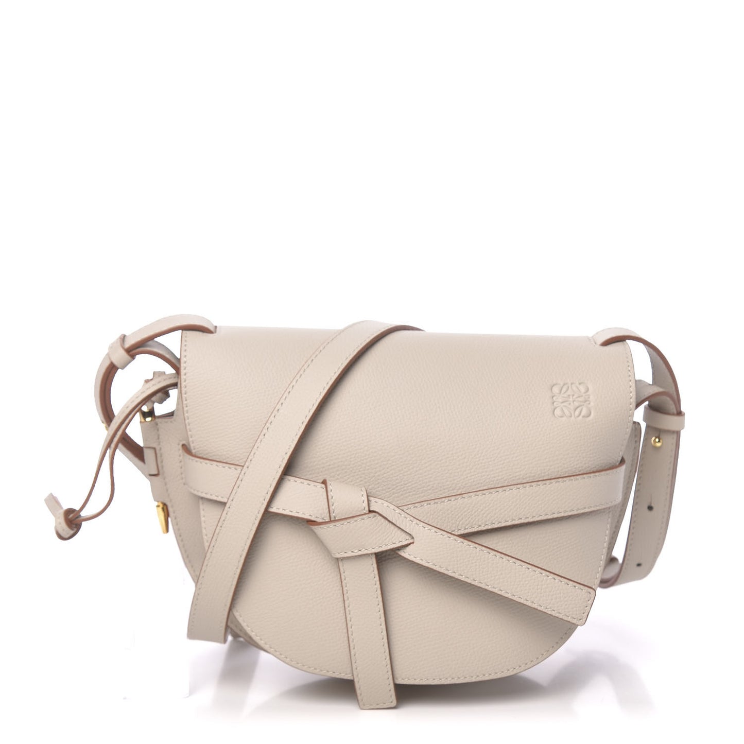 Grained Calfskin Small Gate Crossbody Bag Light Ghost