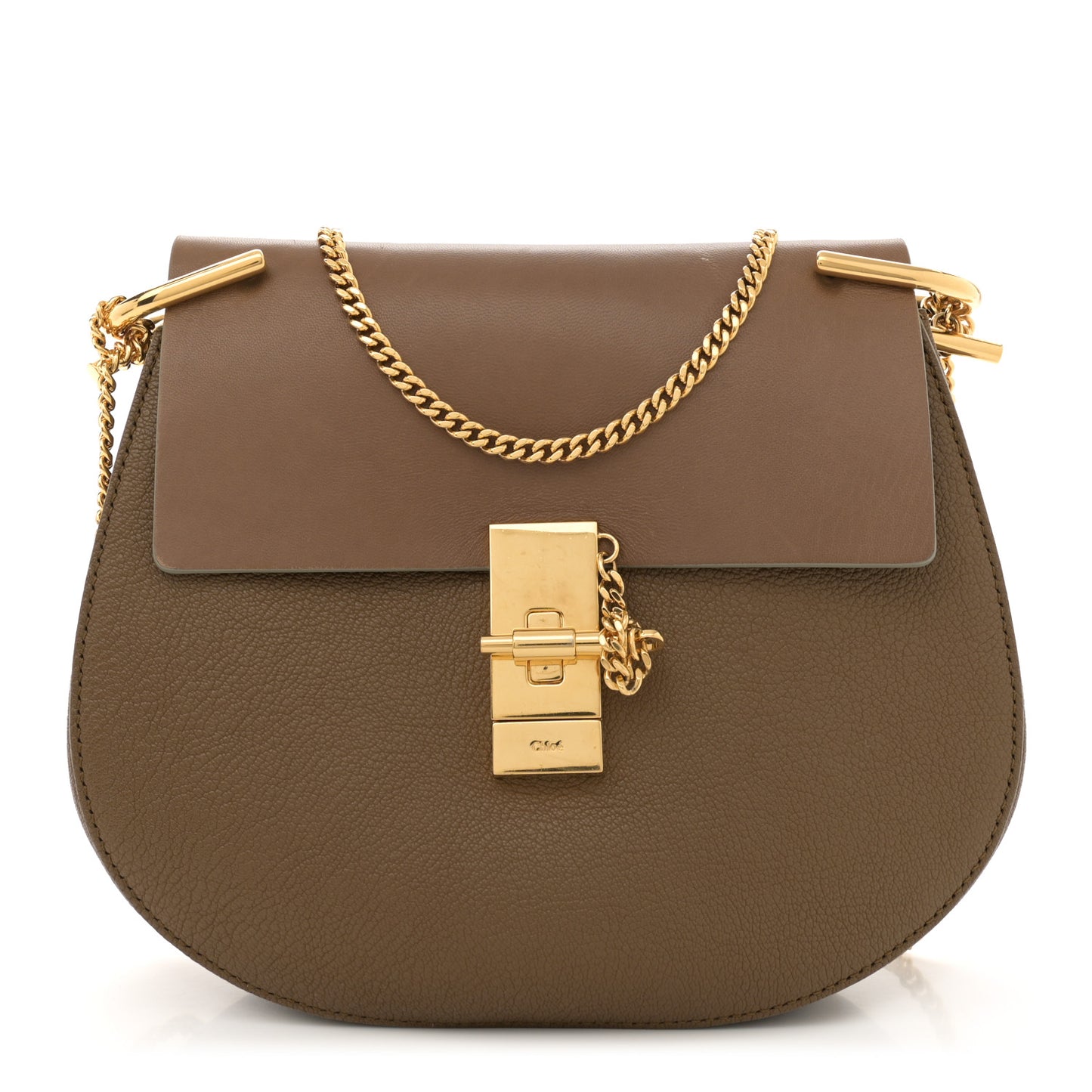 Grained Lambskin Drew Shoulder Bag Woody Khaki