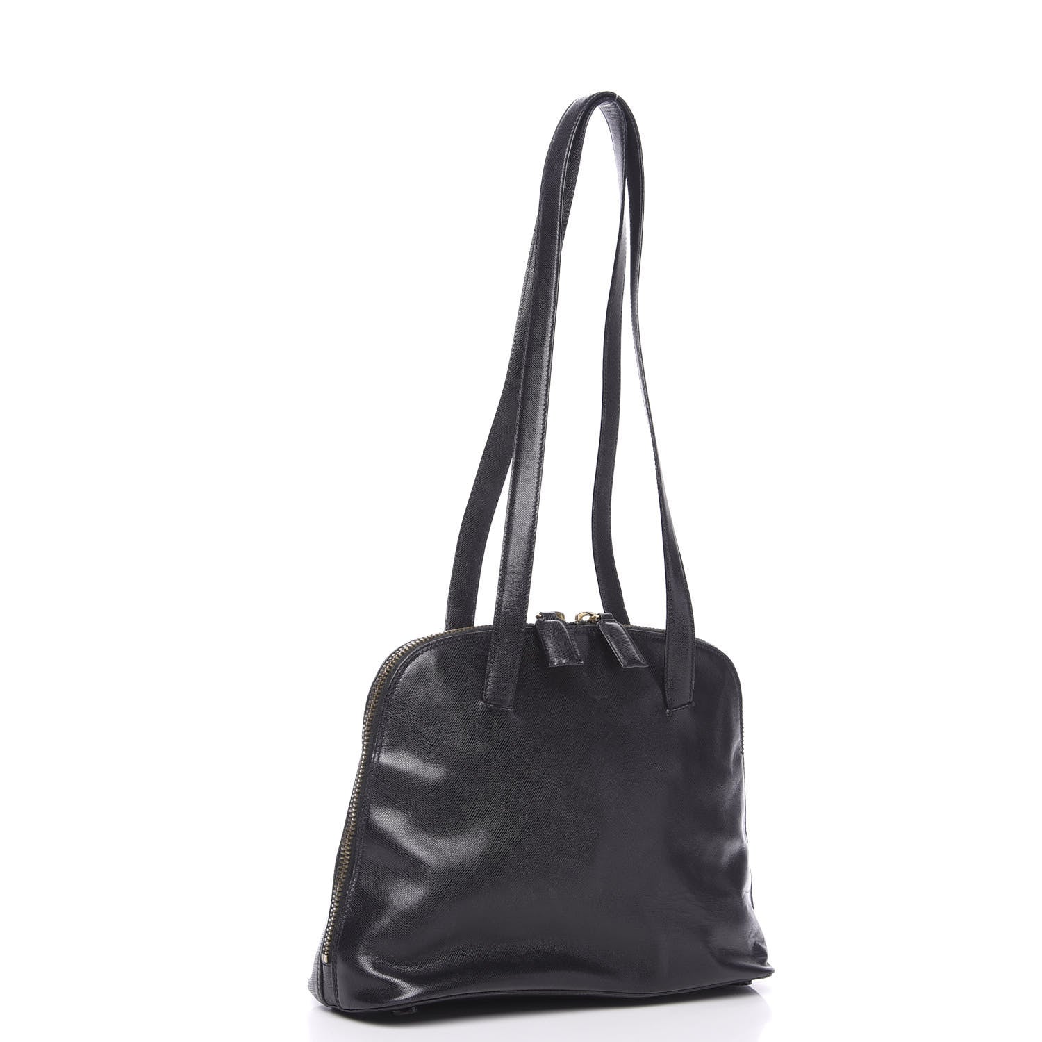 Prada Saffiano Top Handle Dome Satchel Black 2 of 11