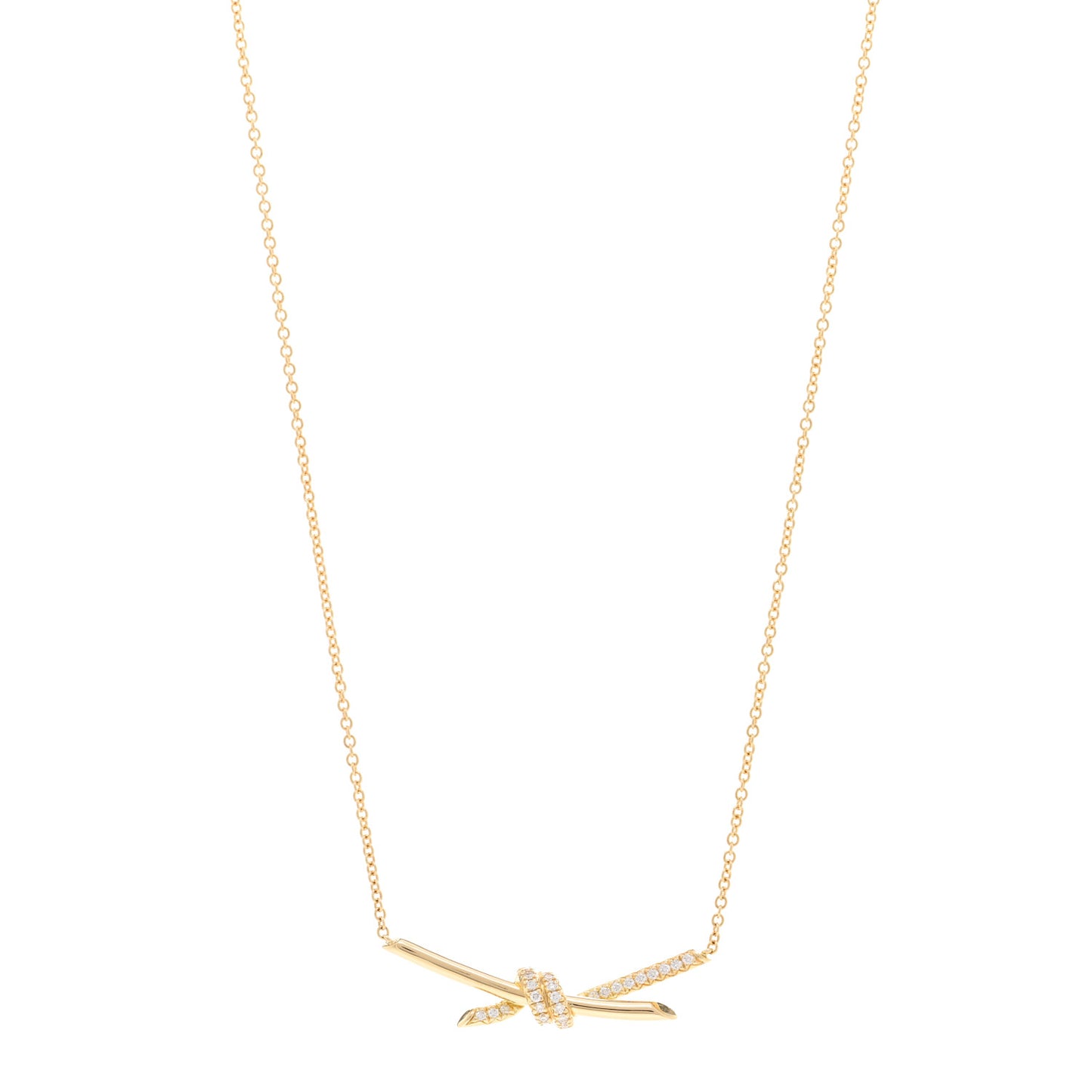 18K Yellow Gold Diamond Knot Necklace