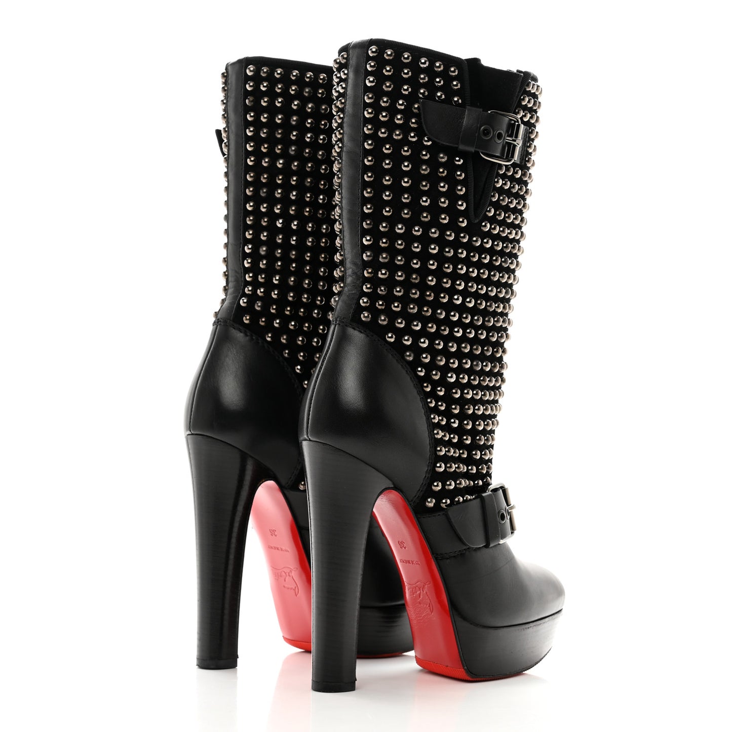Calfskin VIP Suede Marisa 140 Studded Boots 36 Black
