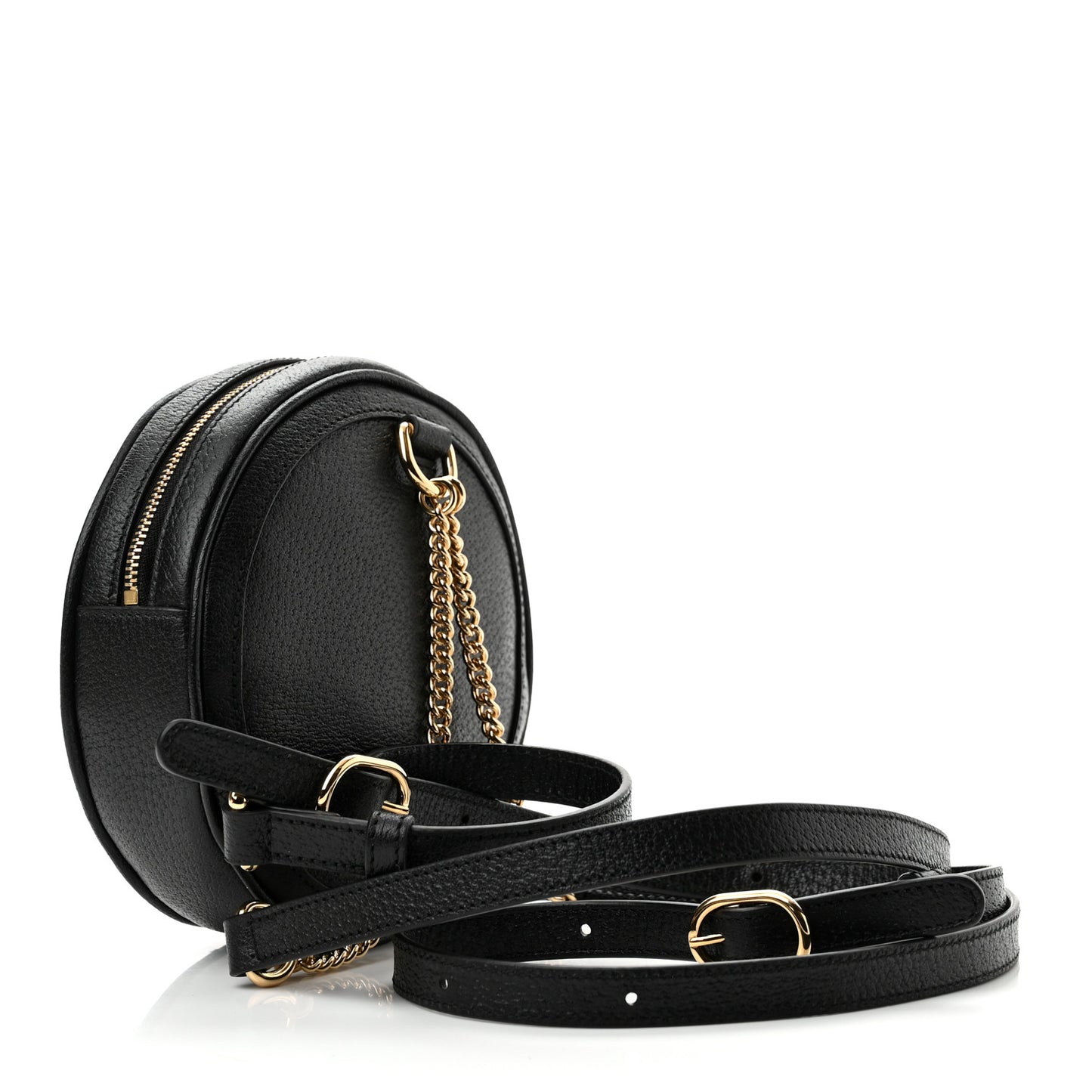 Grained Calfskin Web Mini Ophidia Round Backpack Black