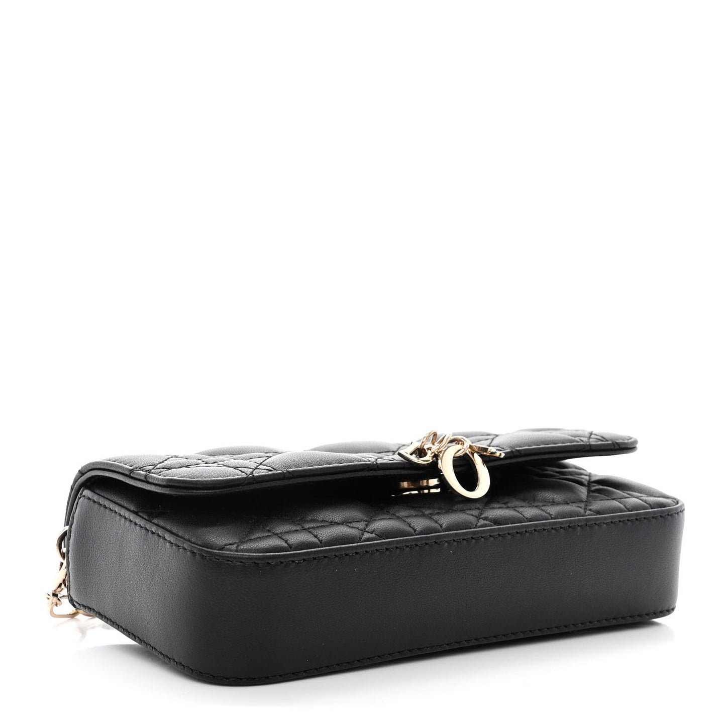 Lambskin Cannage Dior Talk Phone Pouch Black