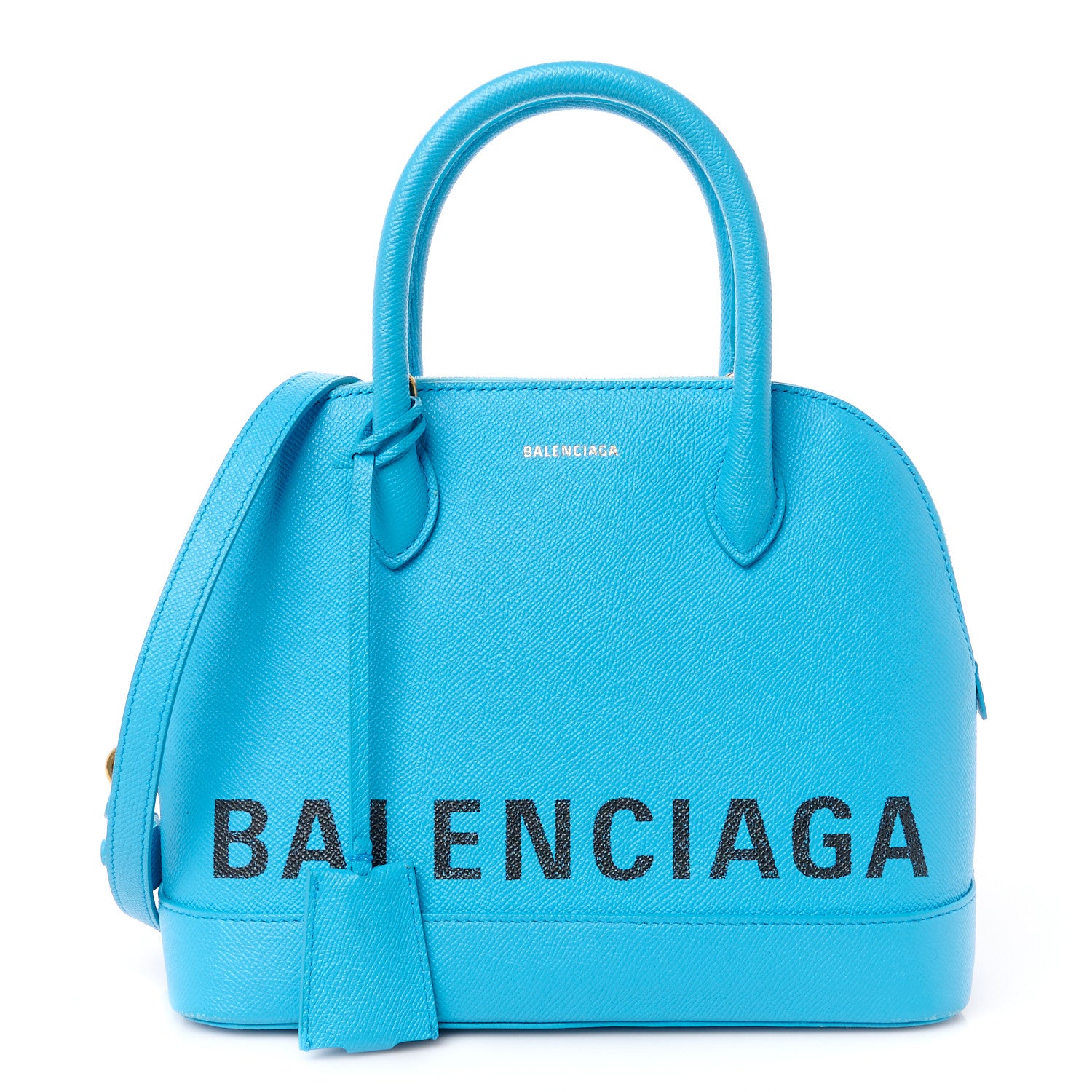Balenciaga Signature Grained Calfskin Logo S Ville Top Handle Bag Bleu Turquoise 1 of 10