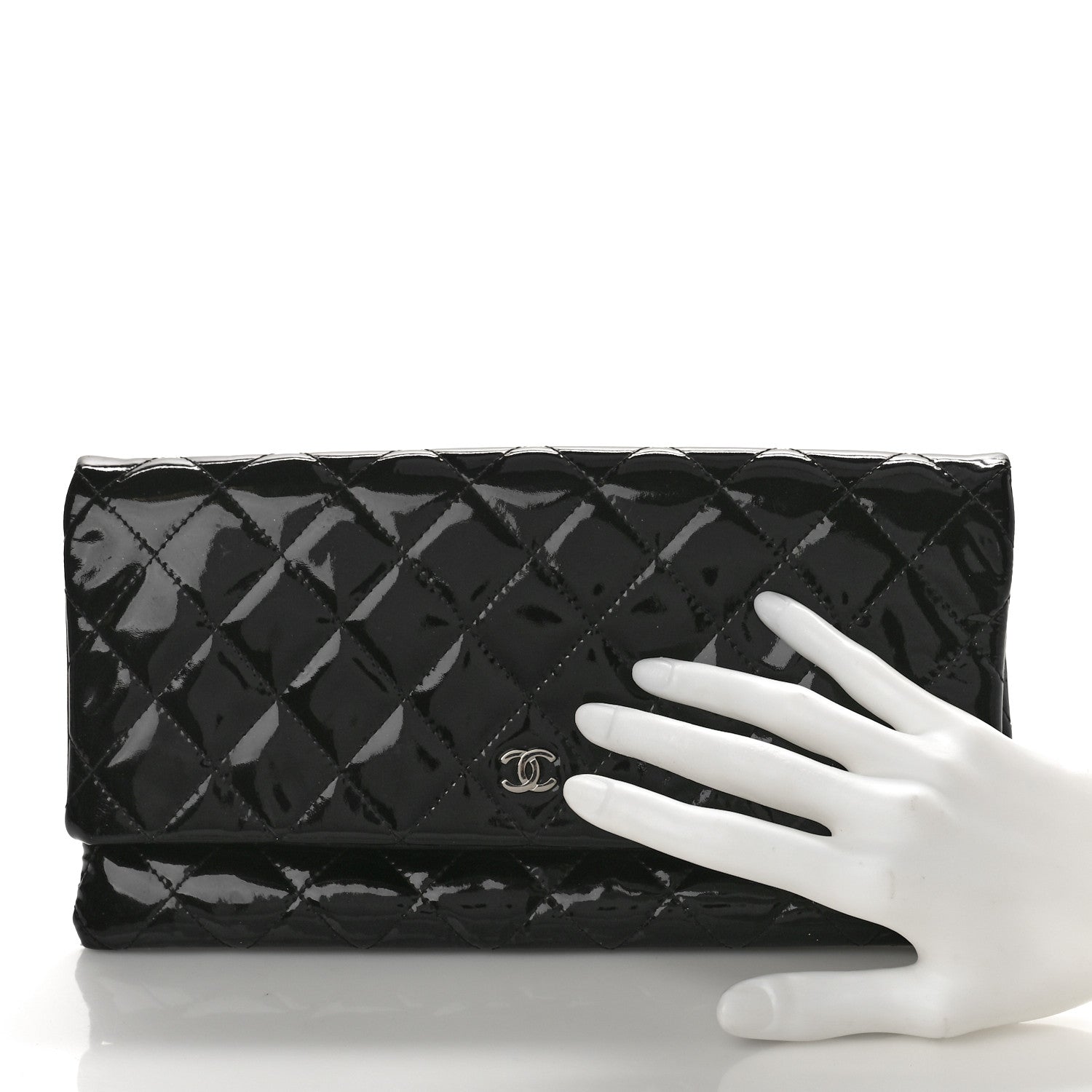 Chanel Patent Calfskin Quilted Beauty CC Clutch Black 2 of 10
