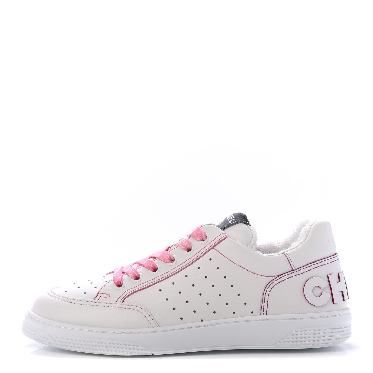 Calfskin Womens Logo Sneakers 39 White Pink