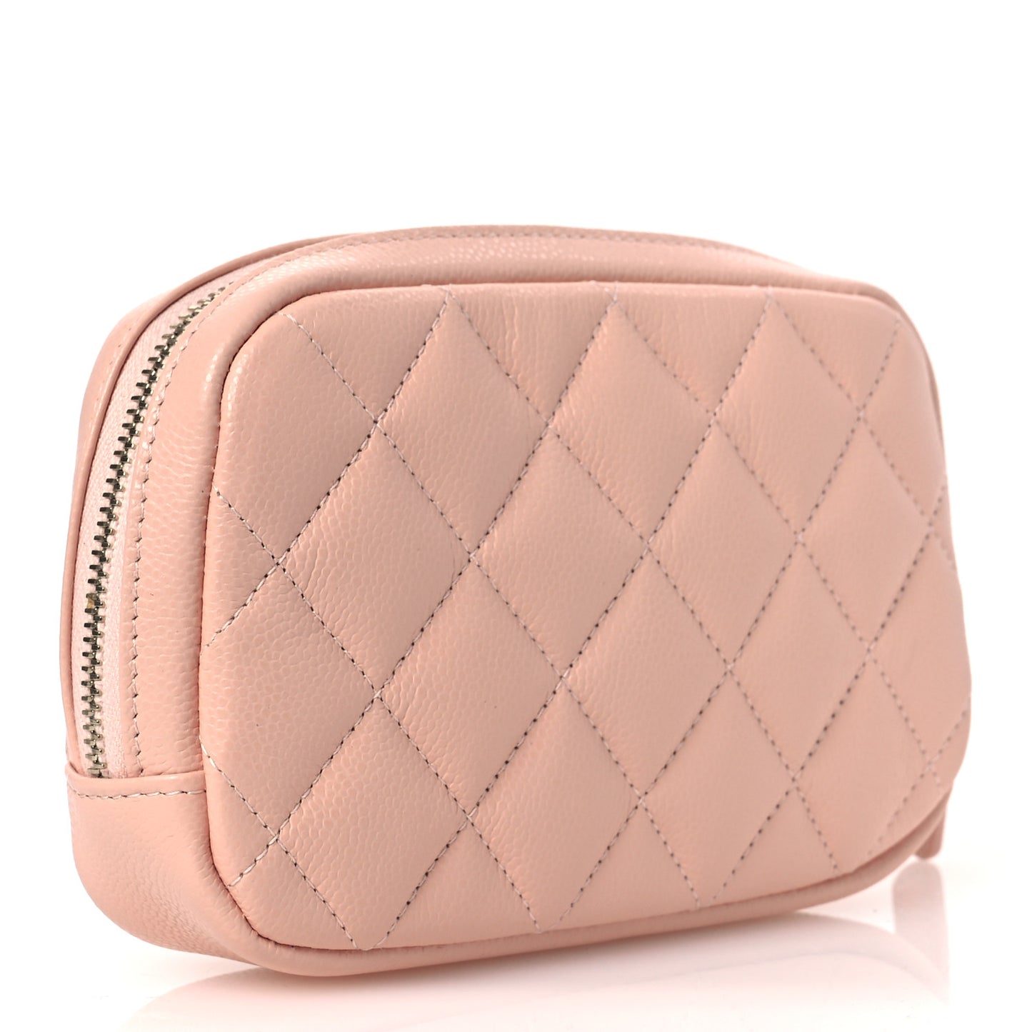 Caviar Quilted Small Curvy Pouch Cosmetic Case Light Pink