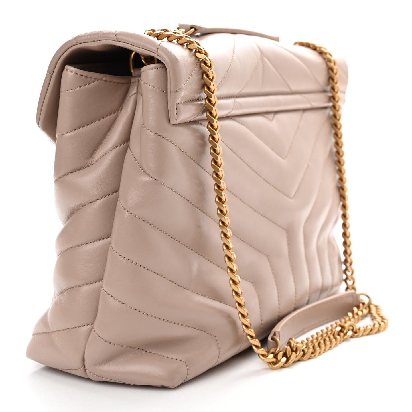 Calfskin Y Quilted Monogram Medium Loulou Chain Satchel Light Natural