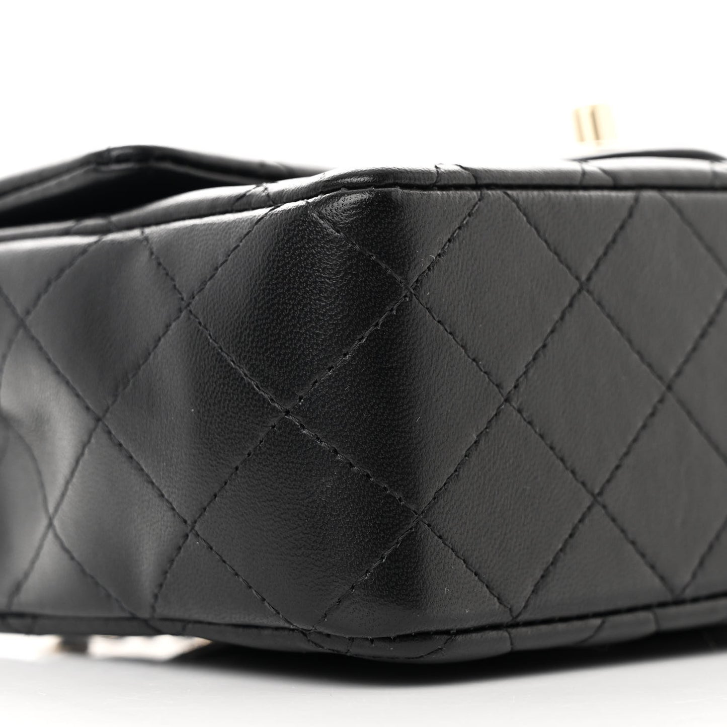 Lambskin Quilted Mini Top Handle Rectangular Flap Black