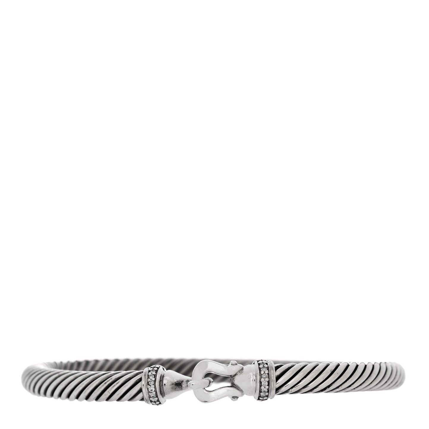 Sterling Silver Diamond 5mm Cable Buckle Bracelet