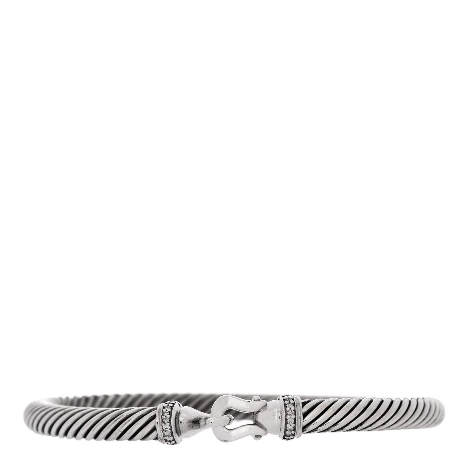 David Yurman Sterling Silver Diamond 5mm Cable Buckle Bracelet 1 of 3