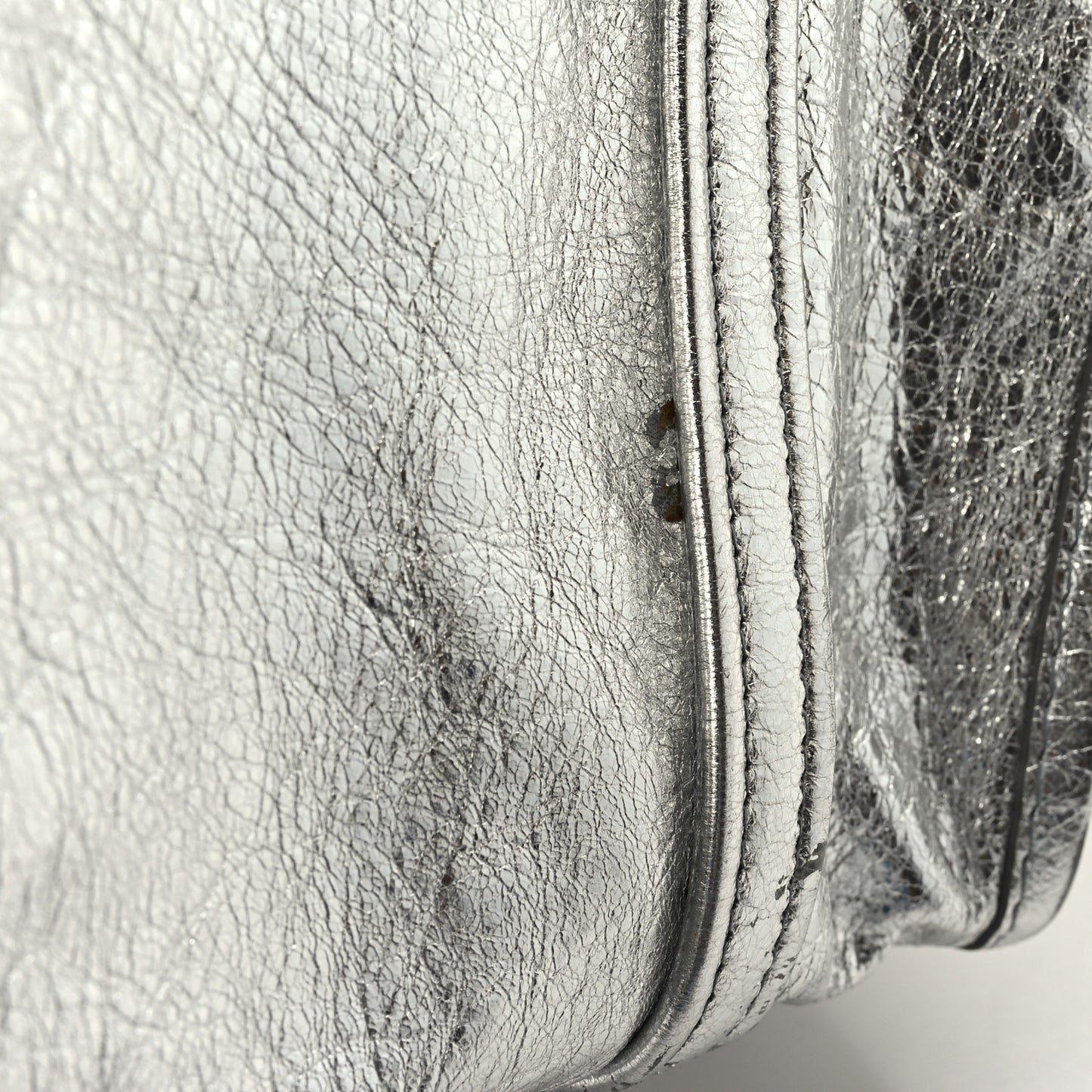 Metallic Calfskin S Bazar Shopper Tote Silver Hardware