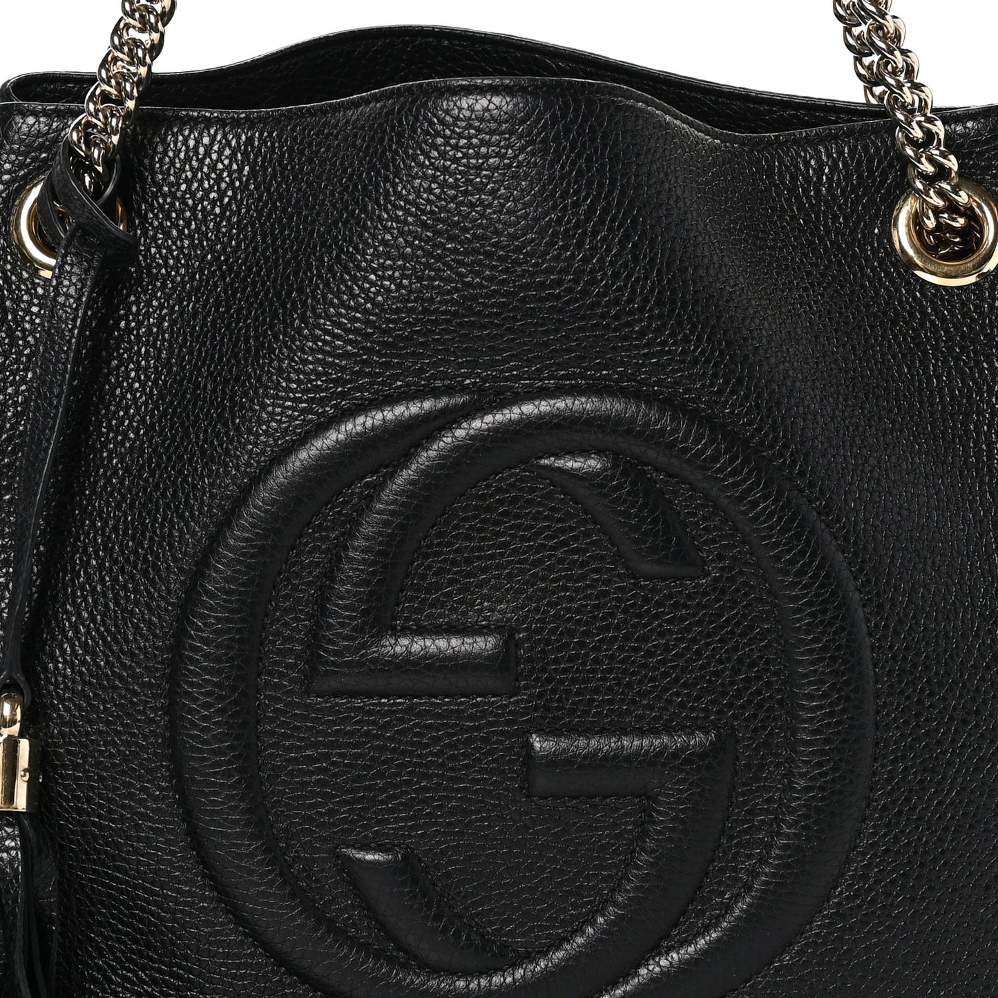 Pebbled Calfskin Medium Soho Chain Shoulder Bag Black