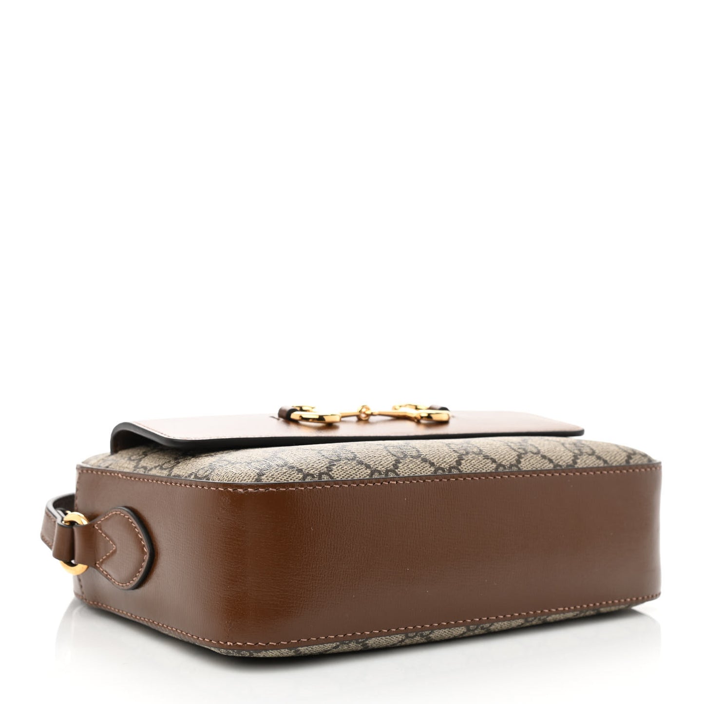 GG Supreme Monogram Small Horsebit 1955 Shoulder Bag Beige Brown Sugar