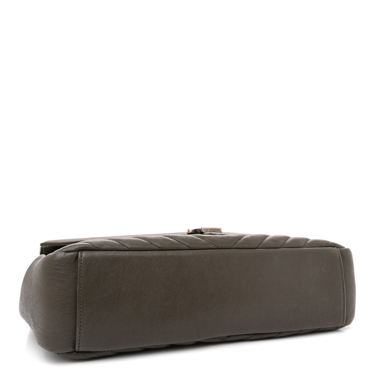 Sheepskin Matelasse Chevron Monogram Large College Satchel Dark Anthracite