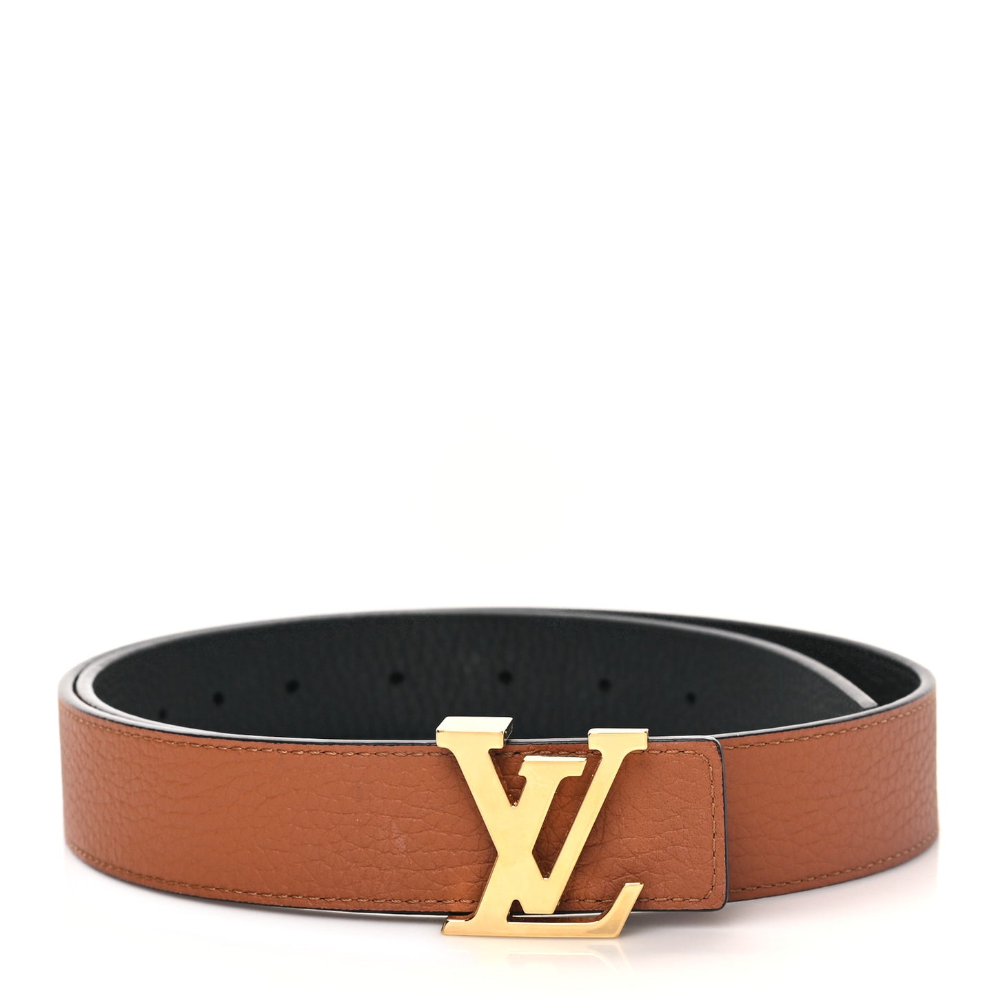 Taurillon Calfskin 30mm LV Initiales Reversible Belt 80 32 Black